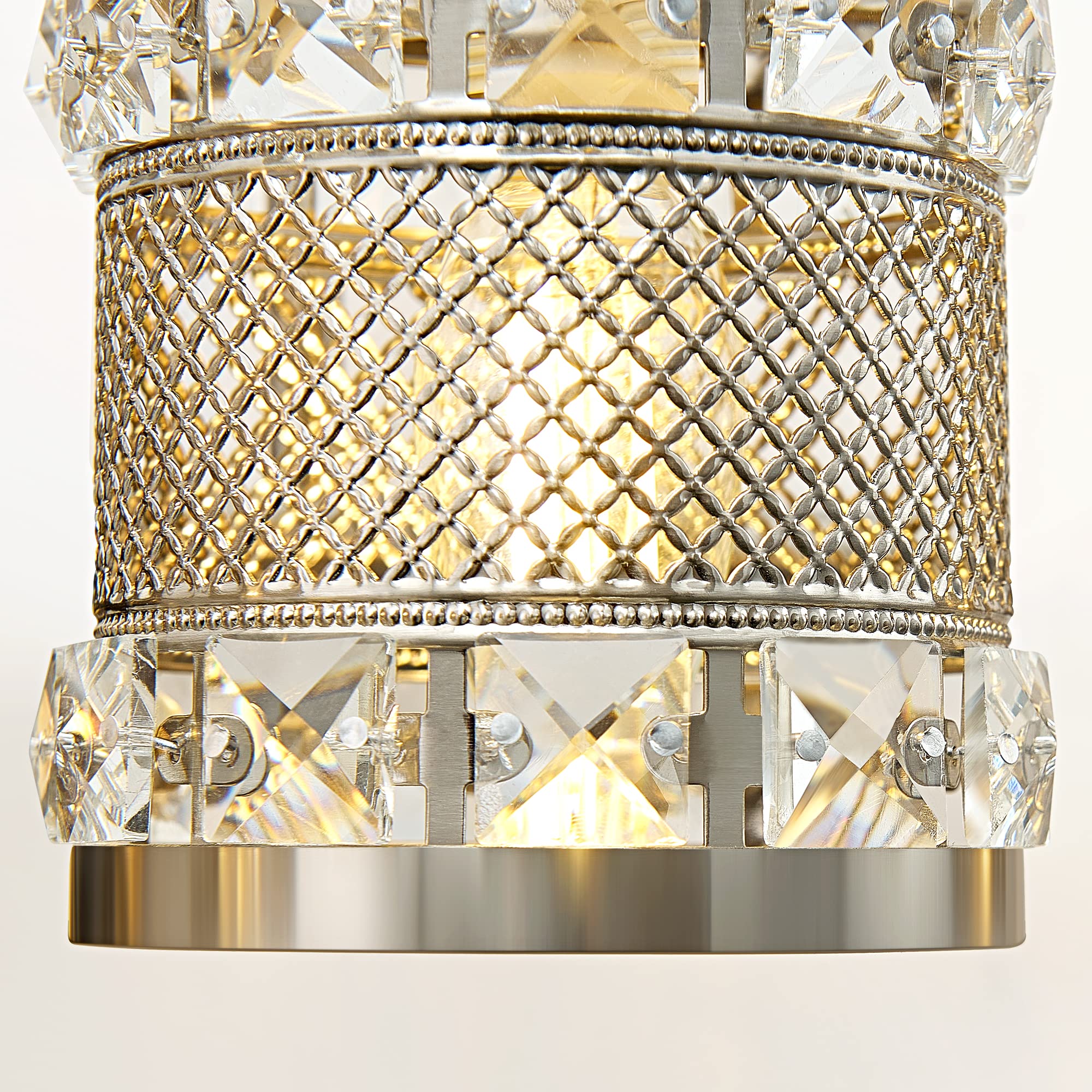 Modern Chrome Crystal Vanity Light - Bathroom Wall Sconce with Brushed Nickel Finish, Over Mirror Lighting Fixture for Bedroom, Restroom, Dining Room & Kitchen (Bulbs Not Included) - Perfect for Makeup, Shaving & Ambient Lighting