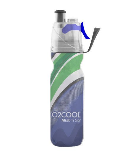 O2COOL ArcticSqueeze® Insulated Mist 'N Sip Wave 20oz Water Bottle - Limited Edition Stainless Steel Double Wall Vacuum Flask for Hydration On The Go, Gym, Hiking & Outdoor Activities