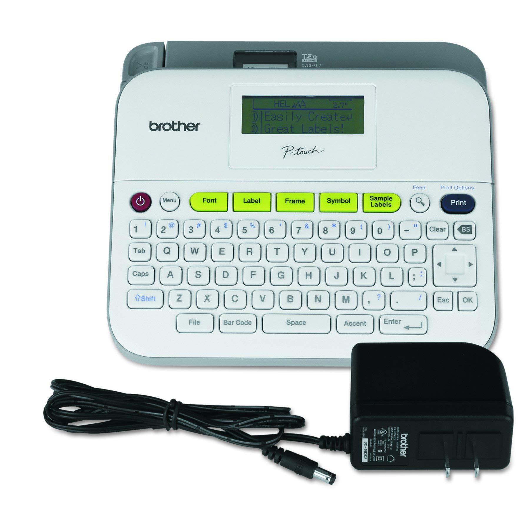 Brother P-Touch PTD400AD Monochrome Label Maker with QWERTY Keyboard | AC Adapter Included | Easy-to-Use Labeling Machine for Office, Home & Warehouse Organization | Create Multiple Line Labels for Files, Storage Boxes & Equipment