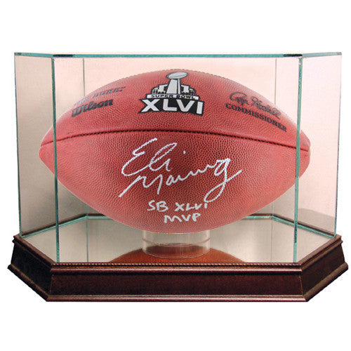 Premium Glass Football Display Case - Shatterproof & UV Protected for Collectible Football Memorabilia - Perfect for Home, Office, or Sports Bar Decor