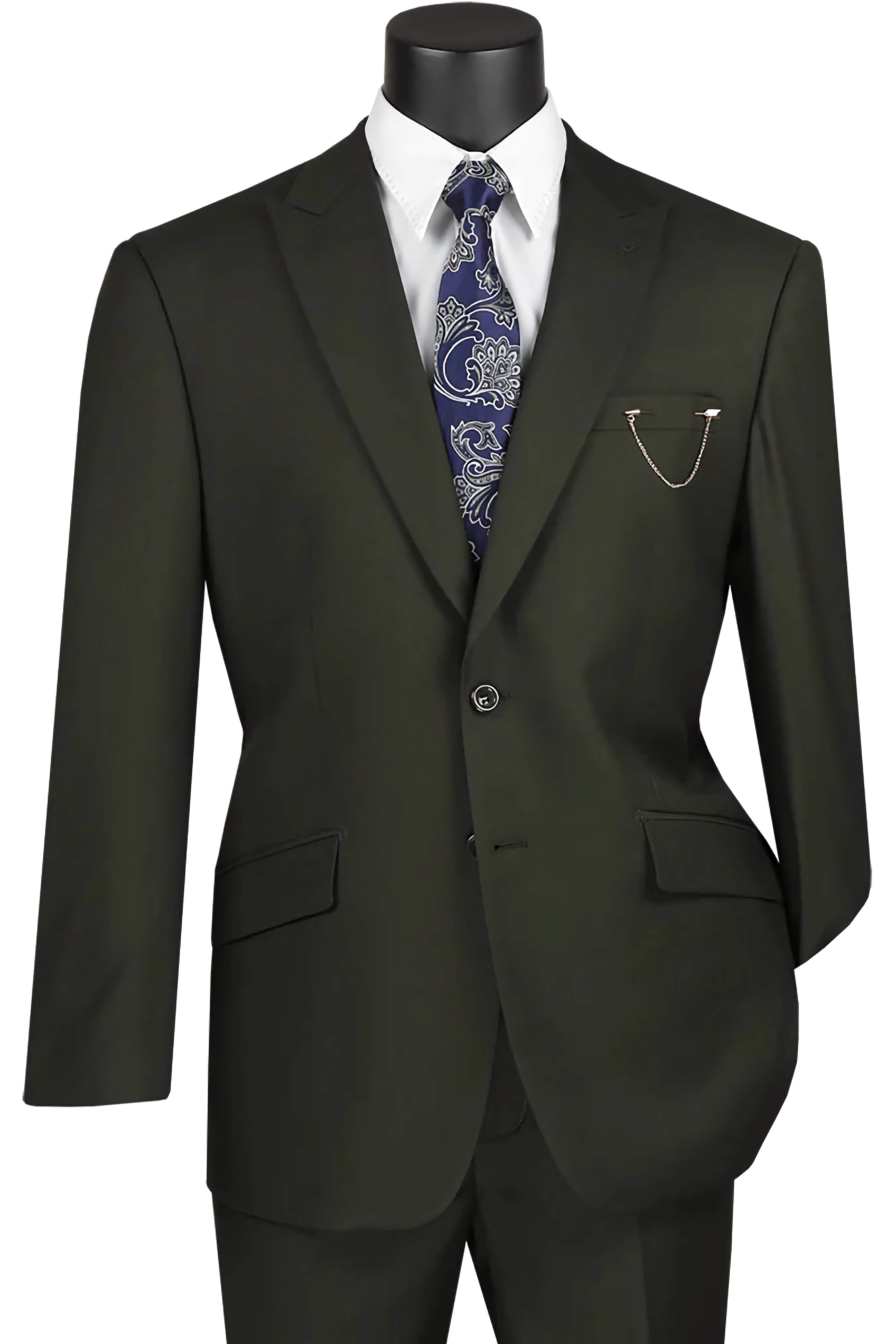 Olive Modern Fit 2-Piece Suit - Textured Solid Peak Lapel Business Suit for Men | Perfect for Weddings, Office & Formal Events