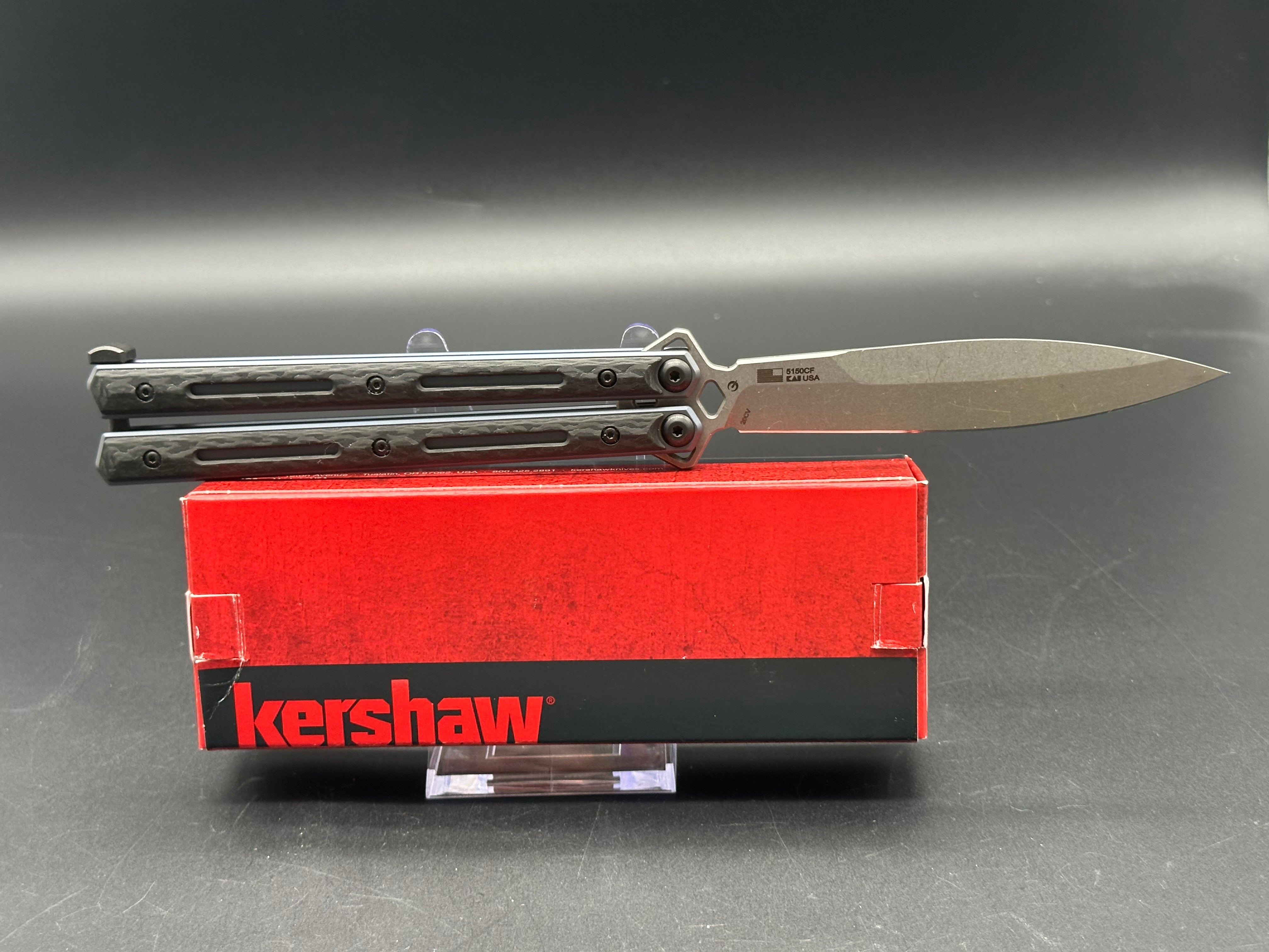 Kershaw Lucha CF Balisong Butterfly Knife - Premium Carbon Fiber Handle, Razor Sharp Blade for EDC, Outdoor, and Tactical Use