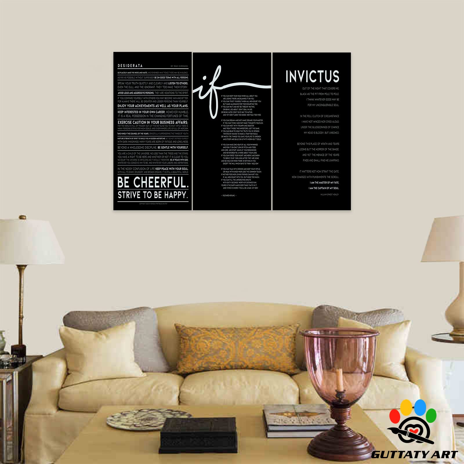 3-Piece Motivational Wall Art Set - Inspirational Quote Canvas Prints for Office & Home Decor (16”x24”, Black & White) - Positive Affirmation Posters for Workplace, Living Room & Bedroom Wall Decor