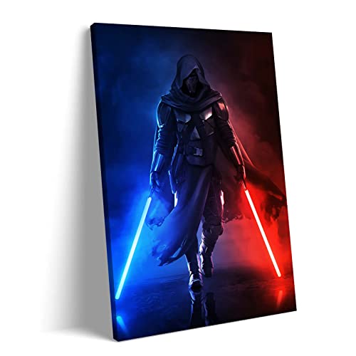 Star Wars Darth Revan Lightsaber Poster - Premium Canvas Wall Art with Wooden Frame (24x36 Inch) for Living Room, Bedroom & Office Decor | Perfect Gift for Fans | Sci-Fi Movie Themed Home Decoration