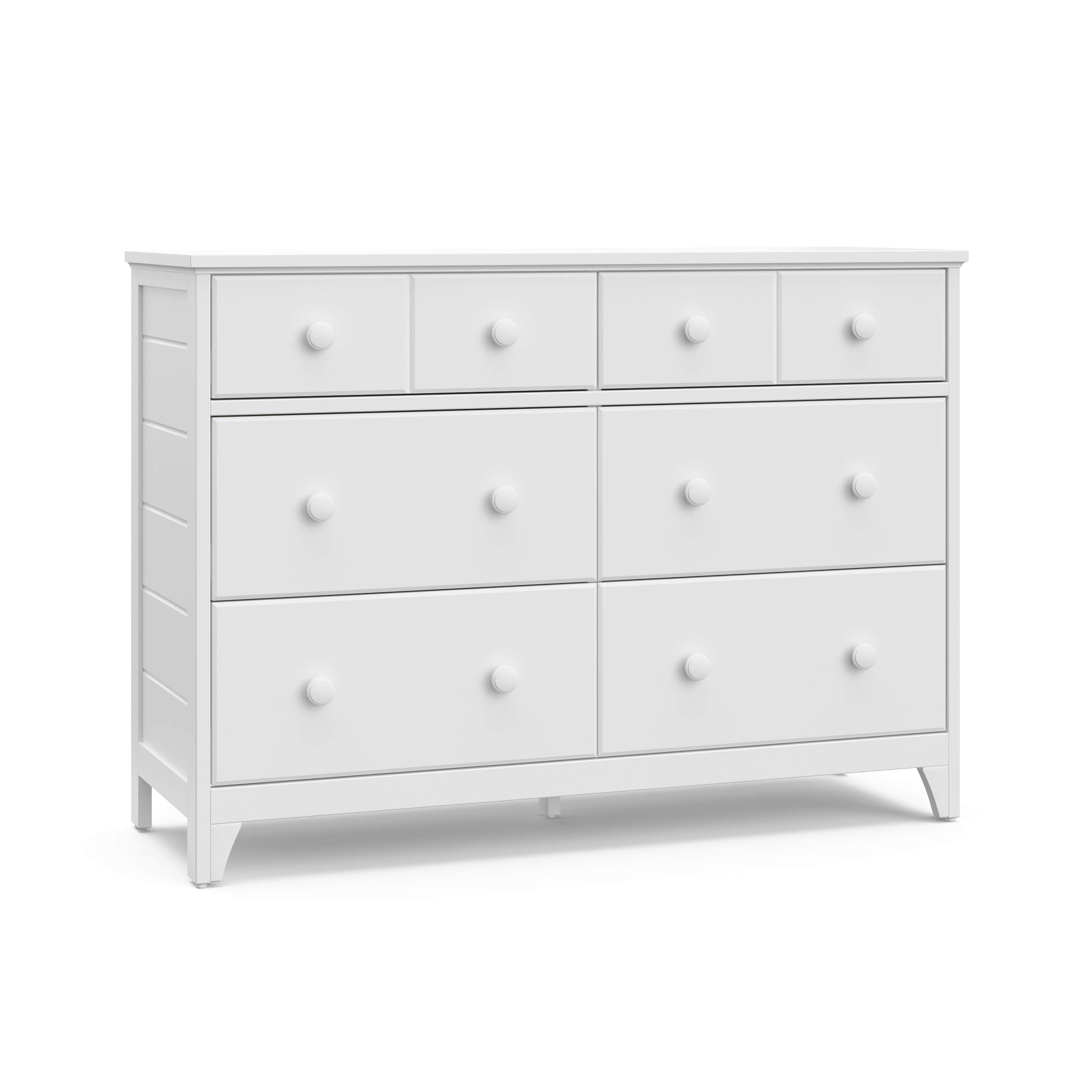 Storkcraft Moss 6-Drawer Universal Double Dresser in White - GREENGUARD Gold Certified Kids Nursery Dresser with Drawer Organizer | Perfect for Baby Room Storage, Bedroom Organization & Toddler Clothes Storage