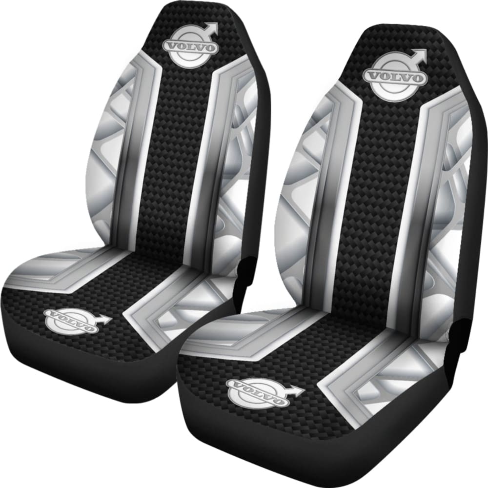 Premium Volvo Themed Car Seat Covers - White & Black Printed Design | Universal Fit for Volvo Models | Perfect for Road Trips & Daily Commutes