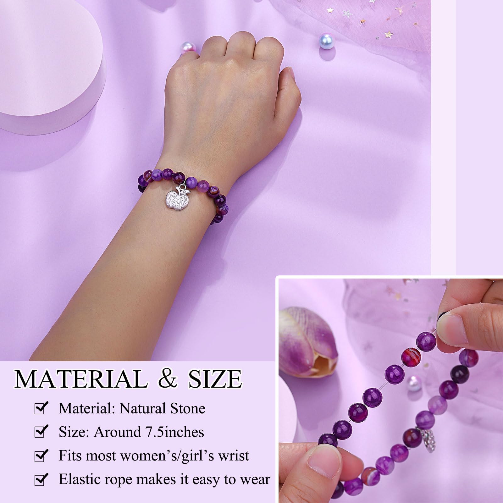 UPROMI Stretch Bracelet for Women - Teacher Appreciation Gift, Birthday, Retirement, Thank You Present - Perfect for Teachers Day, Classroom, School Events
