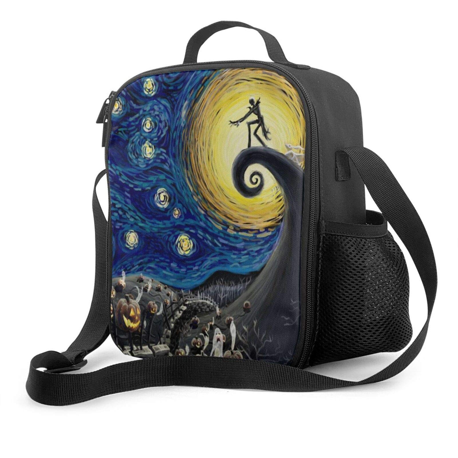 Nightmare Before Christmas Insulated Lunch Bag for Men & Women - Reusable Tote Lunch Box with Water Bottle Holder & Adjustable Shoulder Strap - Perfect for Office, School, Picnic & Travel