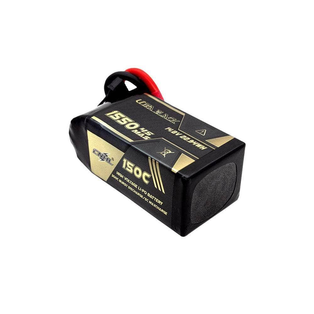 CNHL Ultra Black Series 14.8V 4S 1550mAh 150C LiPo Battery with XT60 Connector - High Performance RC Drone & Airplane Battery for FPV Racing and Aerial Photography