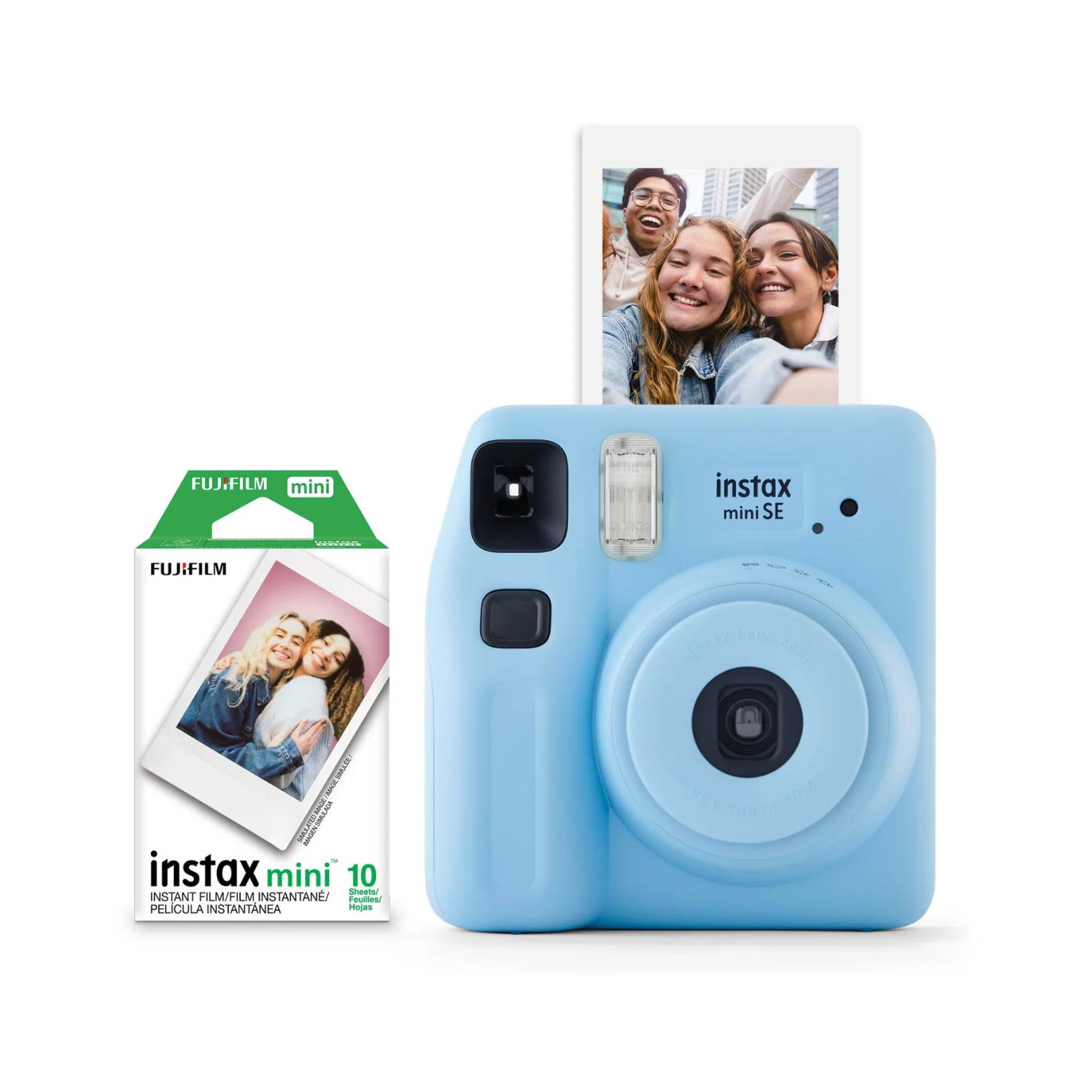 Fujifilm Instax Mini SE Instant Camera Blue + 10 Films - Perfect for Travel, Parties & Capturing Memories