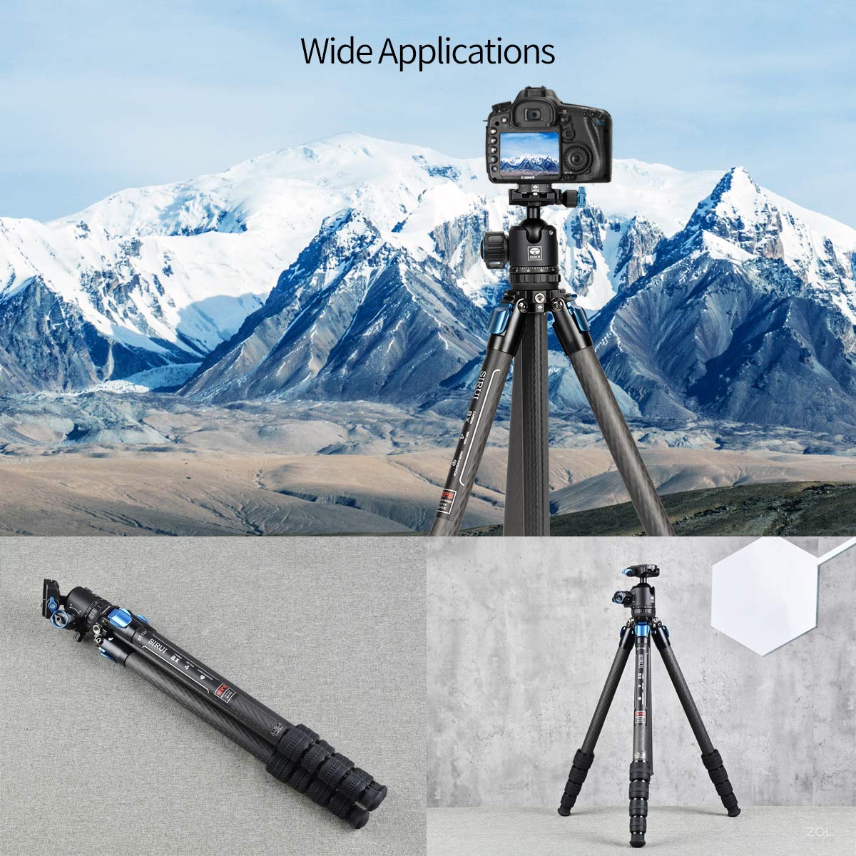 SIRUI ST-125 Waterproof Carbon Fiber Tripod - Compact Travel Tripod for DSLR Cameras with Twist Lock, 5-Section Lightweight Design, Max Height 150cm (59in), 12kg (26.4lb) Load Capacity - Perfect for Outdoor Photography, Hiking & Travel Adventures