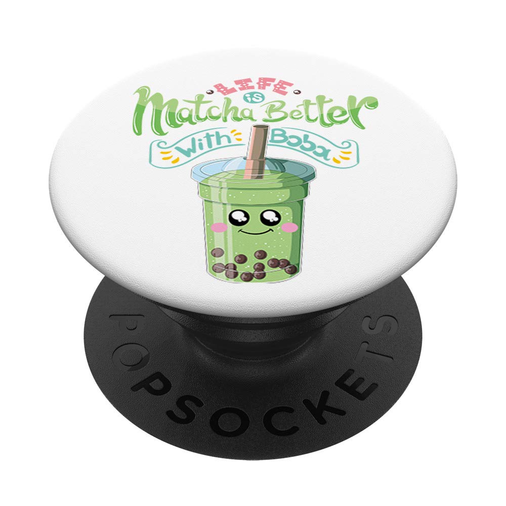Matcha Bubble Boba Tea PopSockets PopGrip - Swappable Phone Grip for iPhone, Samsung & Tablets - Cute Aesthetic Accessory for Bubble Tea Lovers & Kawaii Style