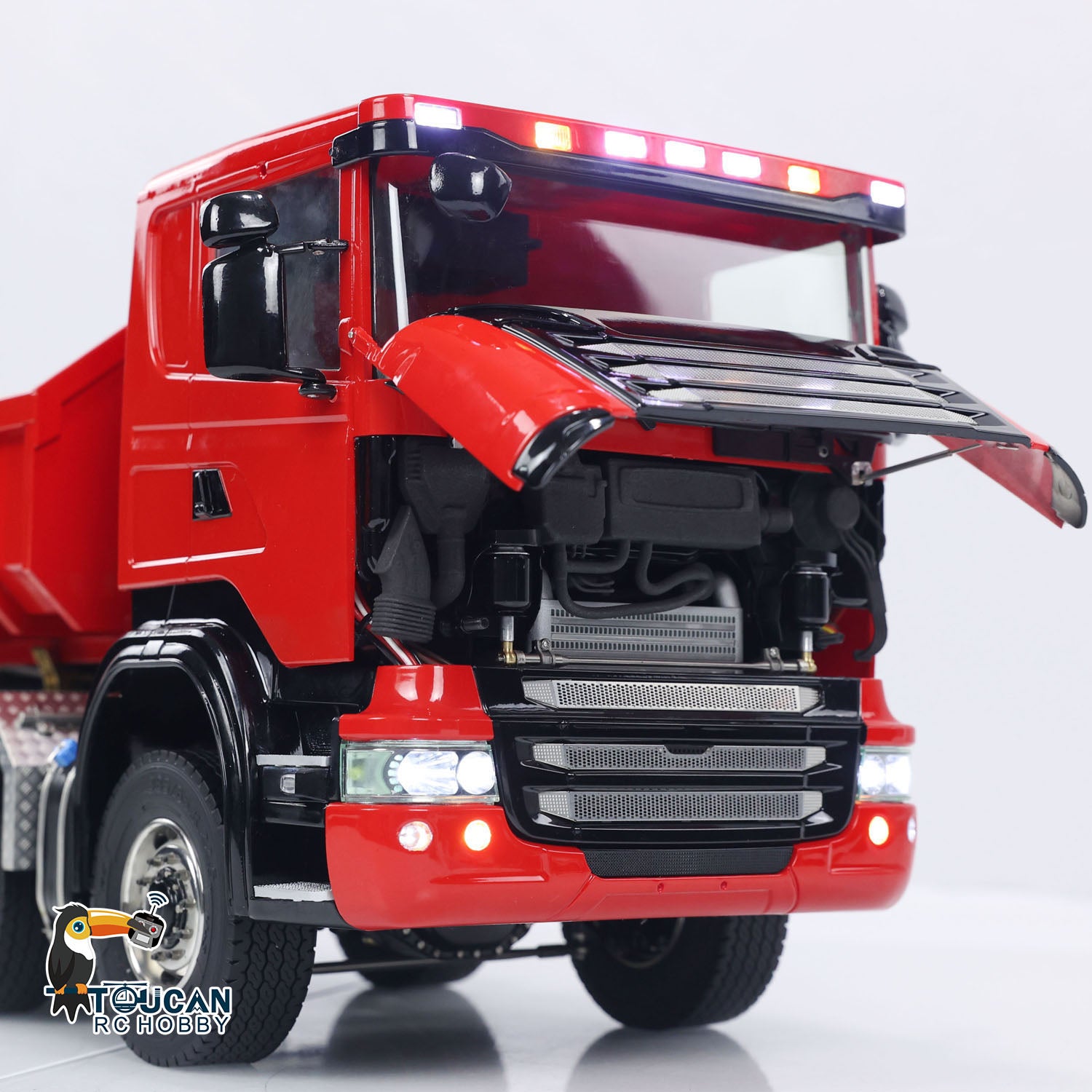 1/14 Scale 8x8 RC Hydraulic Dump Truck with 3-Speed Transmission, Differential Lock Axles & Powerful Motor - Remote Control Construction Vehicle for Off-Road Play, Sandbox Toys, and Construction Site Simulation