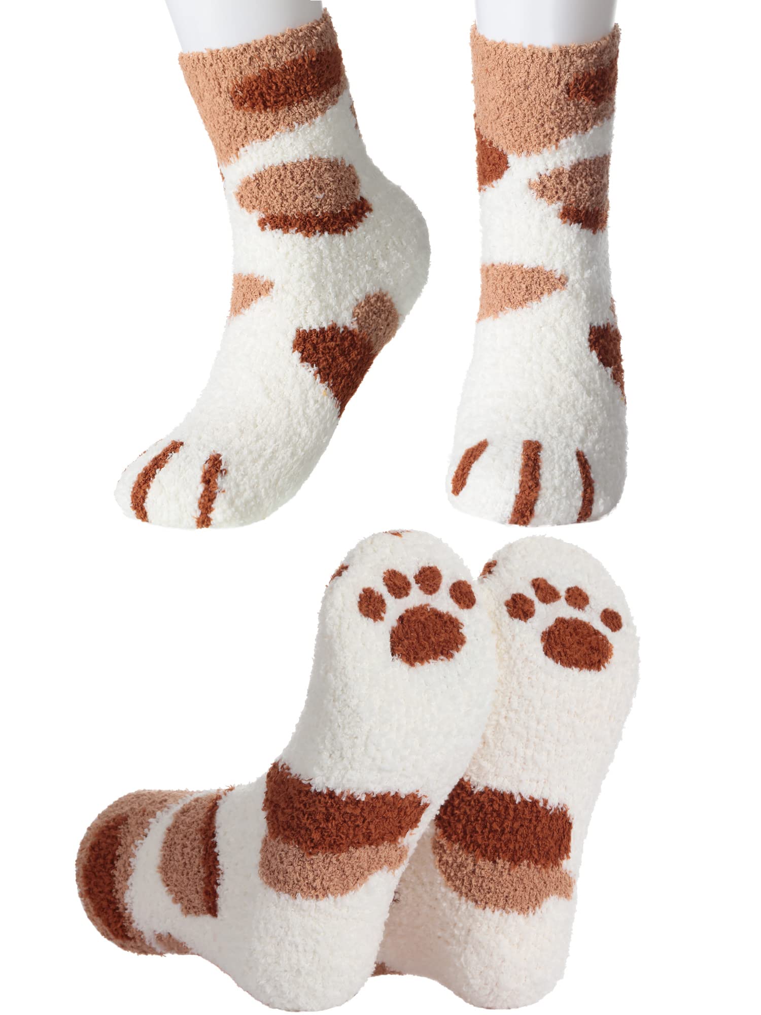 Hicarer 3 Pairs Cat Claw Socks - Cozy Winter Warm Slippers for Women - Perfect for Home & Sleep