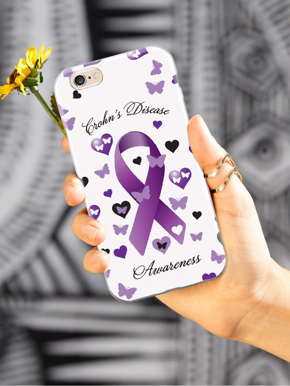 Crohn's Disease Awareness iPhone XR Case - 3D Textured Protective Cover for Apple iPhone XR - Butterfly Design - Slim Fit Shockproof Phone Case for Daily Use, Work & Travel