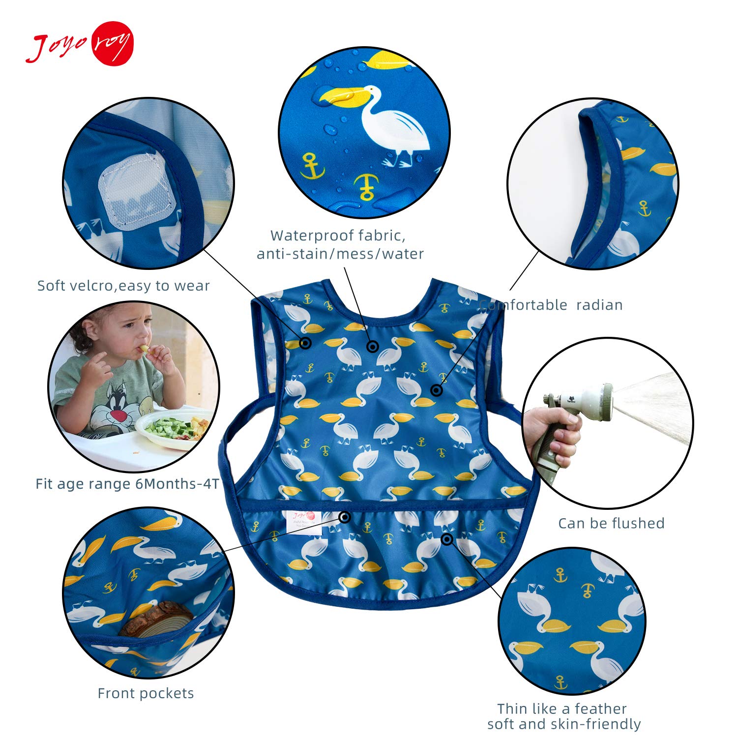 Waterproof Baby Bibs for Boys 6-12 Months - Soft & Absorbent Toddler Feeding Bibs with Adjustable Neck - Perfect for Mealtime, Snacks & Messy Play (Set of 3)