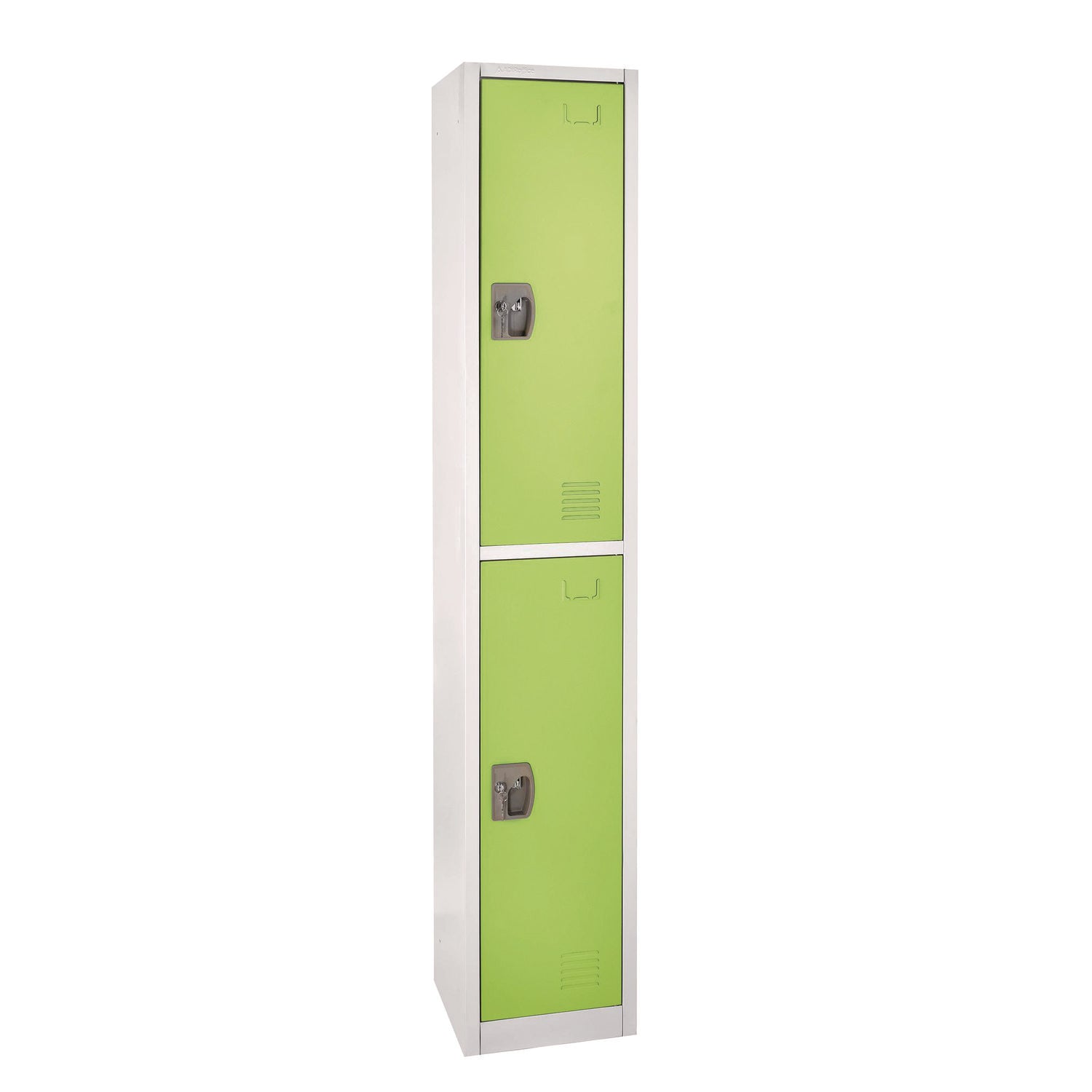 AdirOffice Steel Storage Locker - 2 Compartment Metal Locker Cabinet, 12x12x72 Inches, Green - Perfect for Schools, Gyms & Office Storage Organization