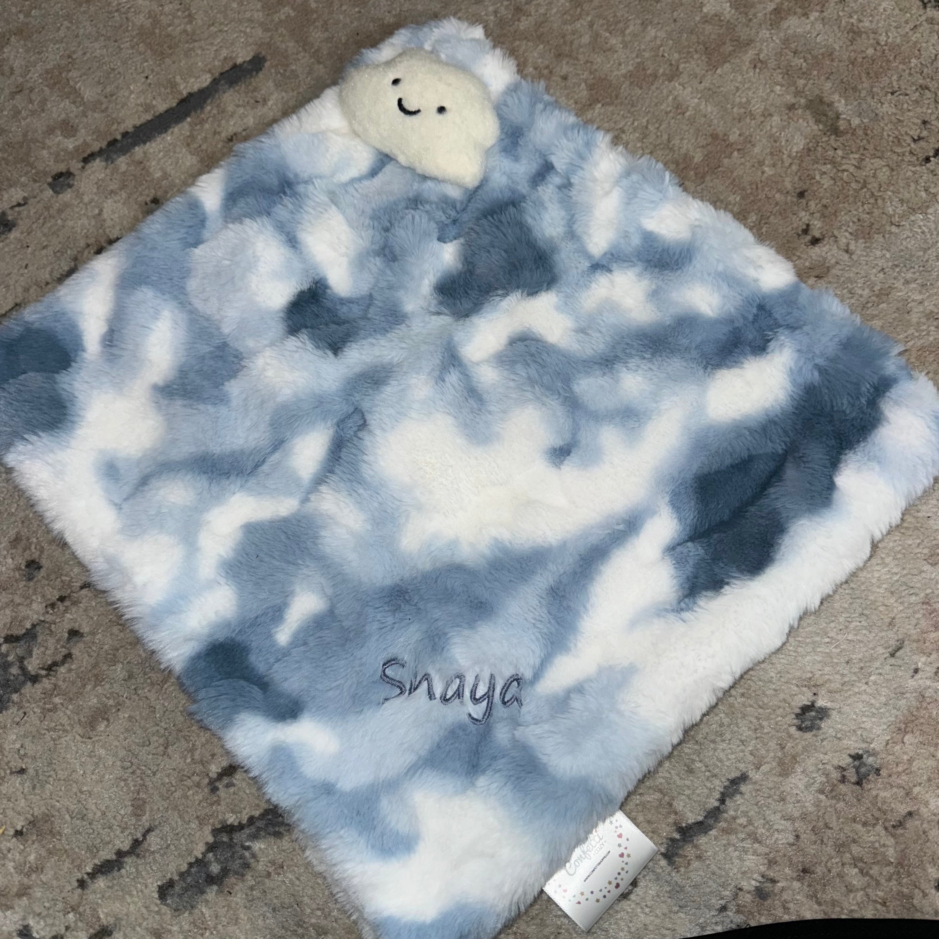 Soft Blue and White Confetti Security Blanket for Babies - Comforting & Soothing Blanket for Newborns, Infants, and Toddlers | Perfect for Nursery, Travel, and Bedtime
