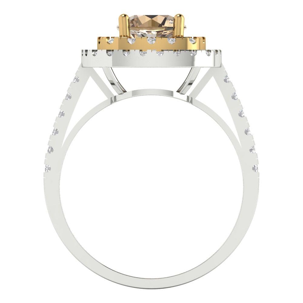 1.75ct Moissanite Engagement Ring - 14k Gold Halo Bridal Ring for Anniversary