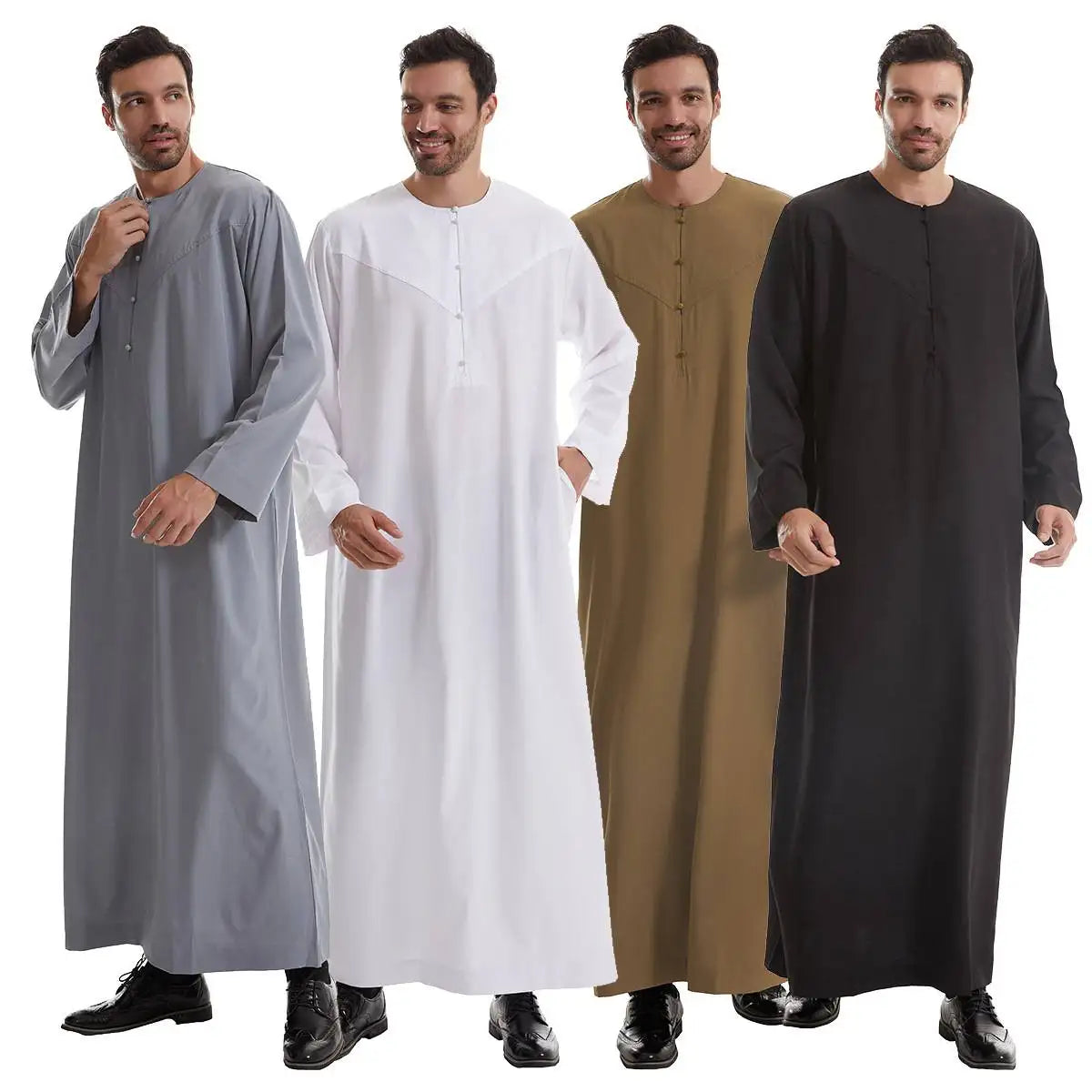Premium Middle Eastern Arab Men's Thobe Thawb with Pocket - Traditional Islamic Robe for Daily Wear & Special Occasions