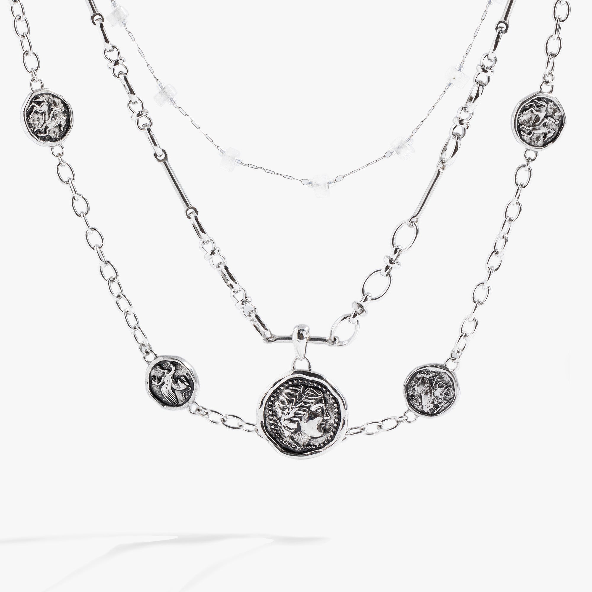 Elegant Coin Stranded Necklace for Women - Vintage Layered Chain Jewelry for Casual & Party Wear