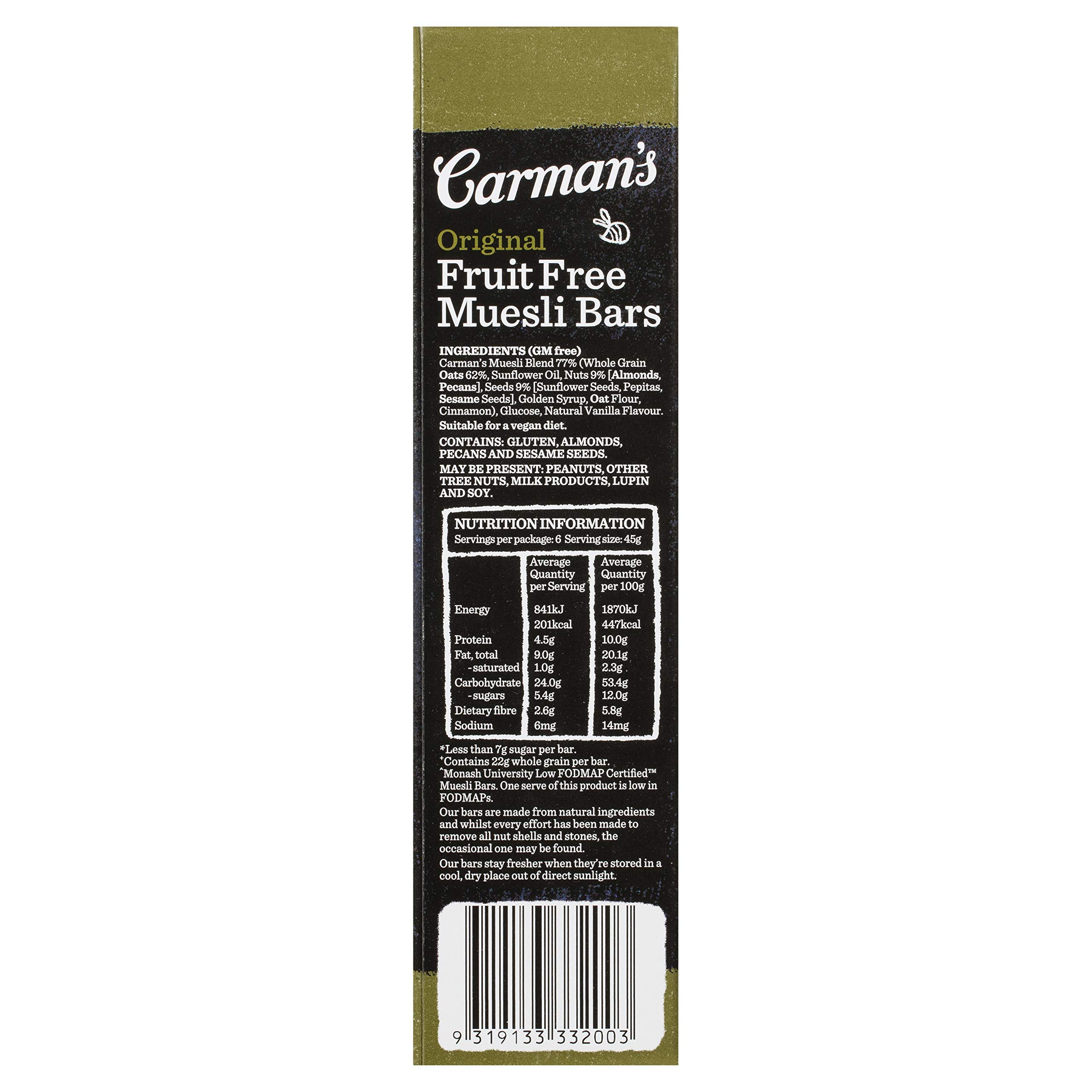 Carmans Original Fruit Free Muesli 270g - Healthy Breakfast Cereal for Gluten-Free & Vegan Diet - Perfect for Busy Mornings & On-the-Go Snacking