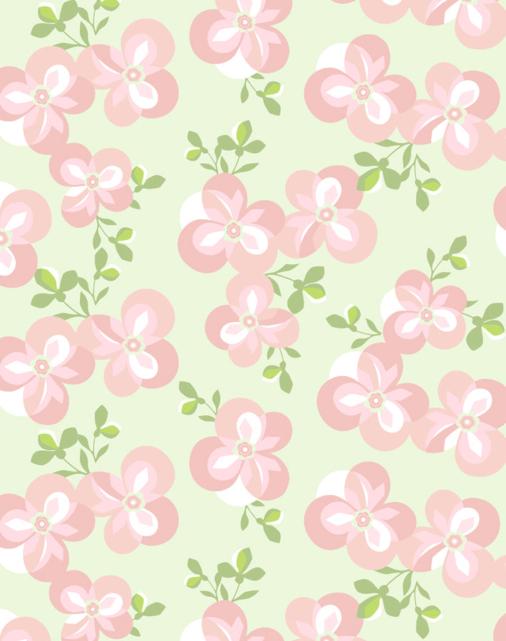 Tea Collection Graphic Flower Wallpaper in Pistachio - Perfect for Bedroom, Living Room & Nursery Decor