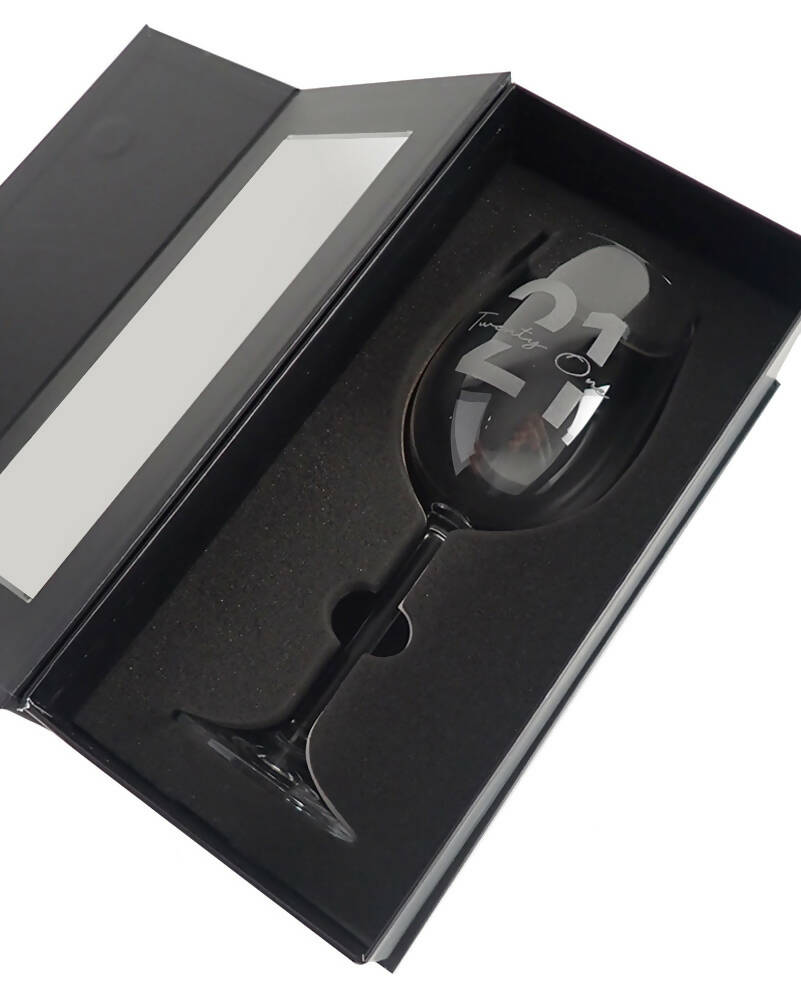 Personalized 21st Birthday Engraved 360ml Wine Glass Set in Elegant Gift Box - Perfect for Celebrations, Parties & Special Occasions