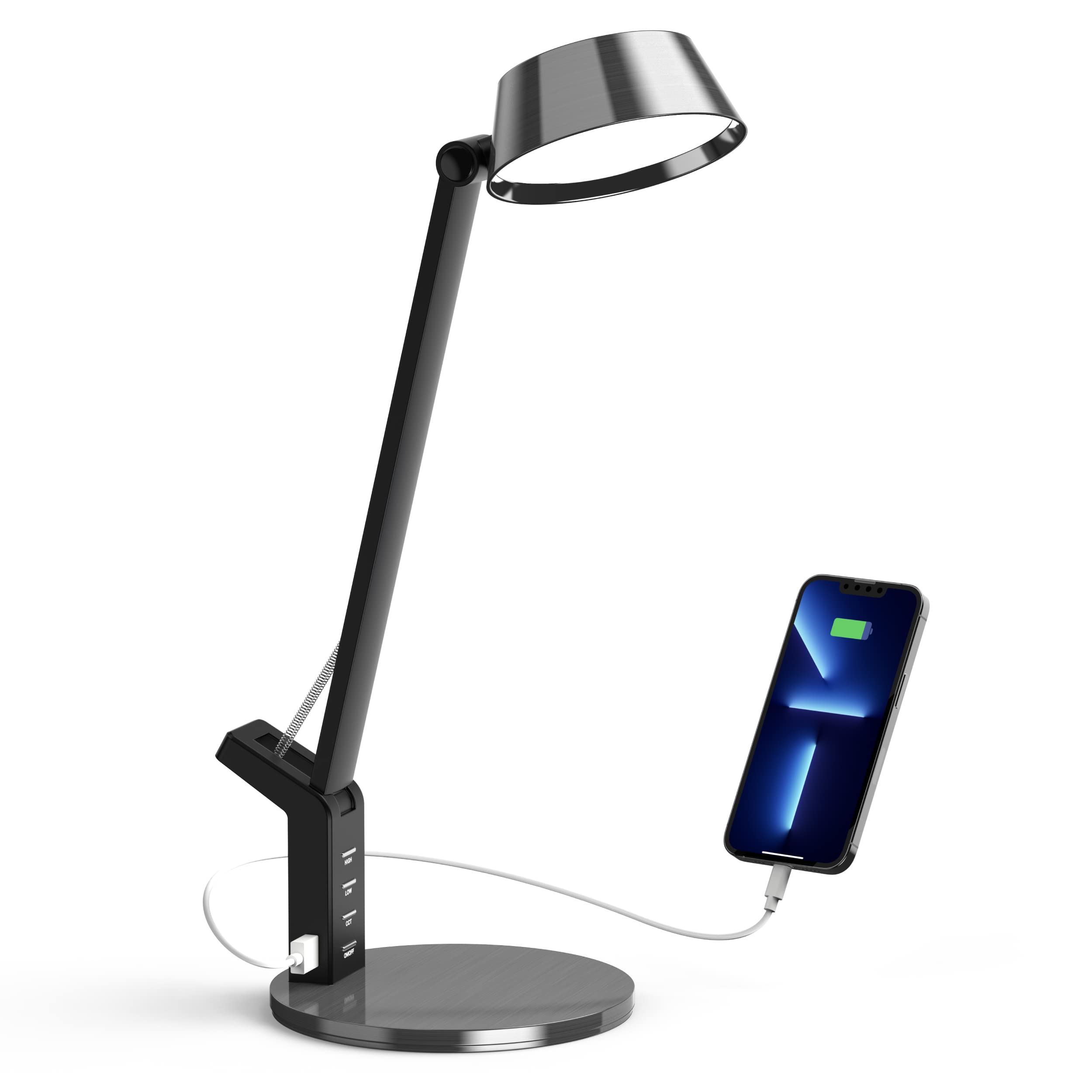 LED Desk Lamp with USB Charging Port - Dimmable Touch Control Table Lamp, 3 Color Modes & Eye Protection for Home Office, Study, Reading & Work | Perfect for Night Studying, Home Workspace & Bedside Lighting (Black)