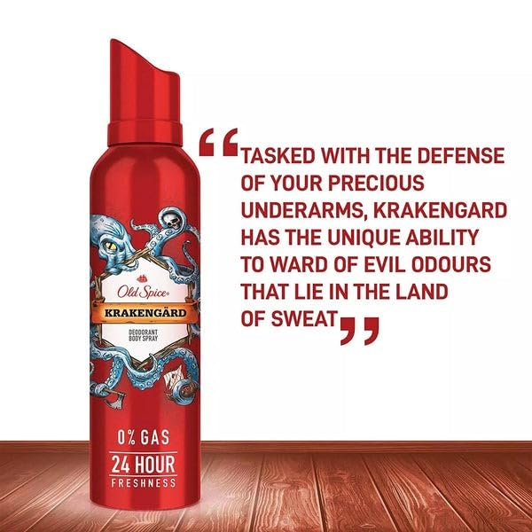 Old Spice Krakengard Deodorant Body Spray for Men - 24-Hour Odor Protection & Freshness, Aluminum-Free Antiperspirant, 4.73 oz (3-Pack) - Gym, Work & Everyday Use