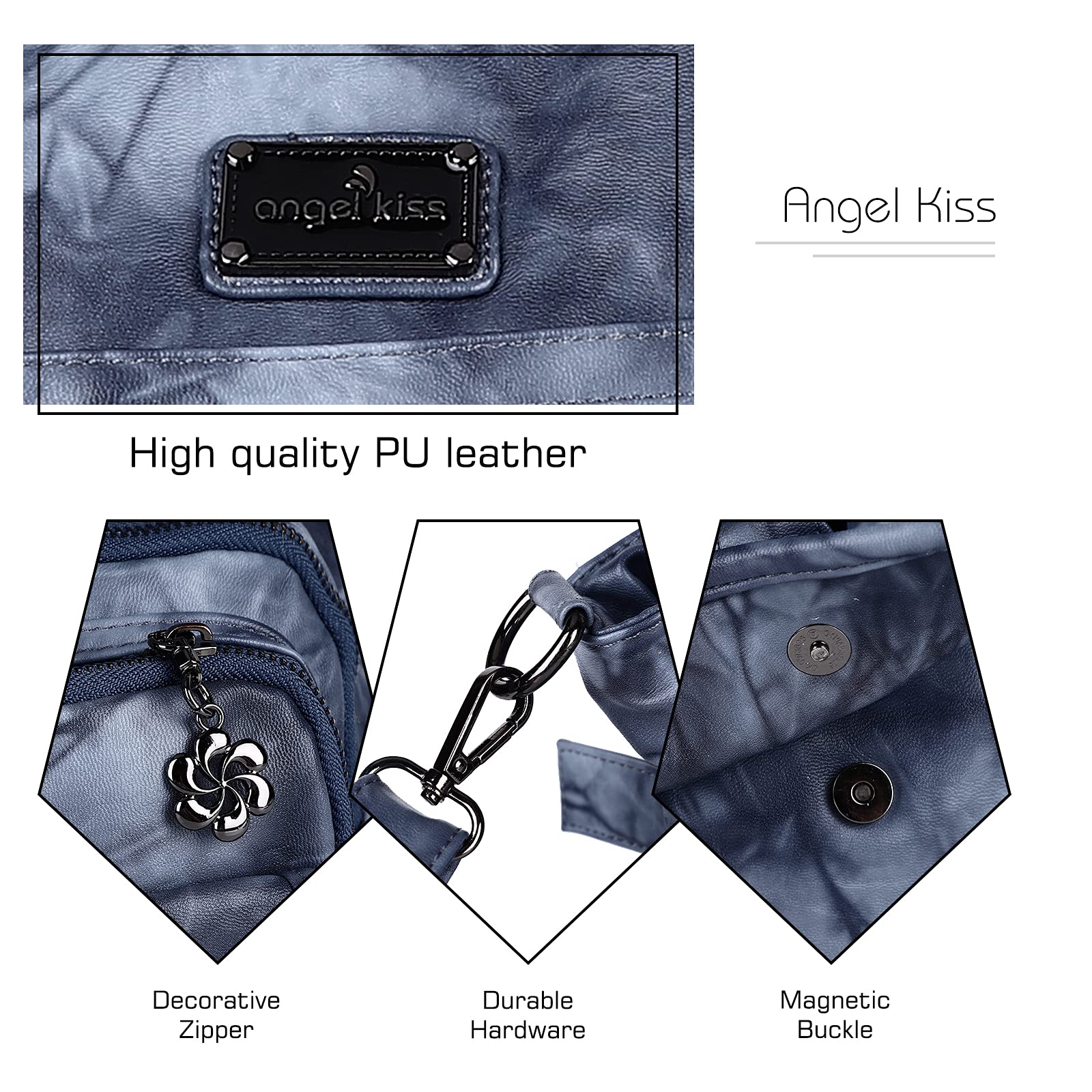 Angel Kiss Women's PU Leather Shoulder Bag - Stylish Tote for Work & Travel