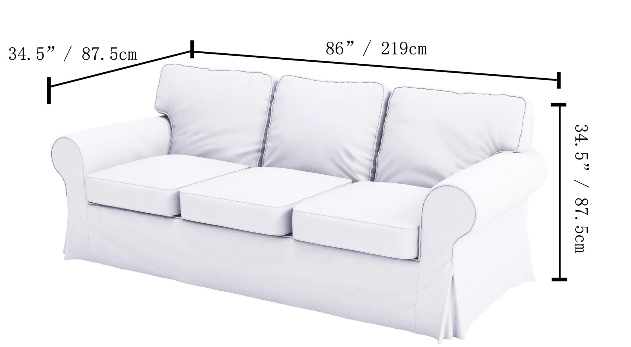 Heavy Cotton Ektorp 3-Seat Sofa Cover Replacement for IKEA Ektorp Sofa - Dark Gray Sofa Slipcover | Durable, Washable Furniture Protector for Living Room, Family Room & Home Decor