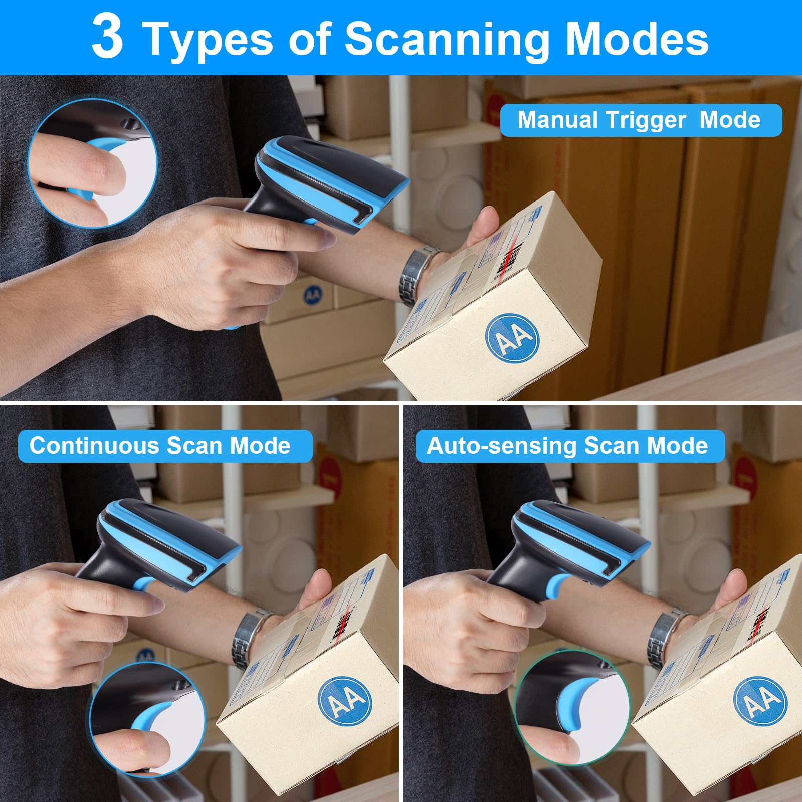 1D Barcode Scanner - Onewscan Wireless Laser Bar Code Reader with Stand, 2.4G Wireless & USB Wired Connection, Plug and Play Handheld Scanner for Retail, Warehouse, and Inventory Management