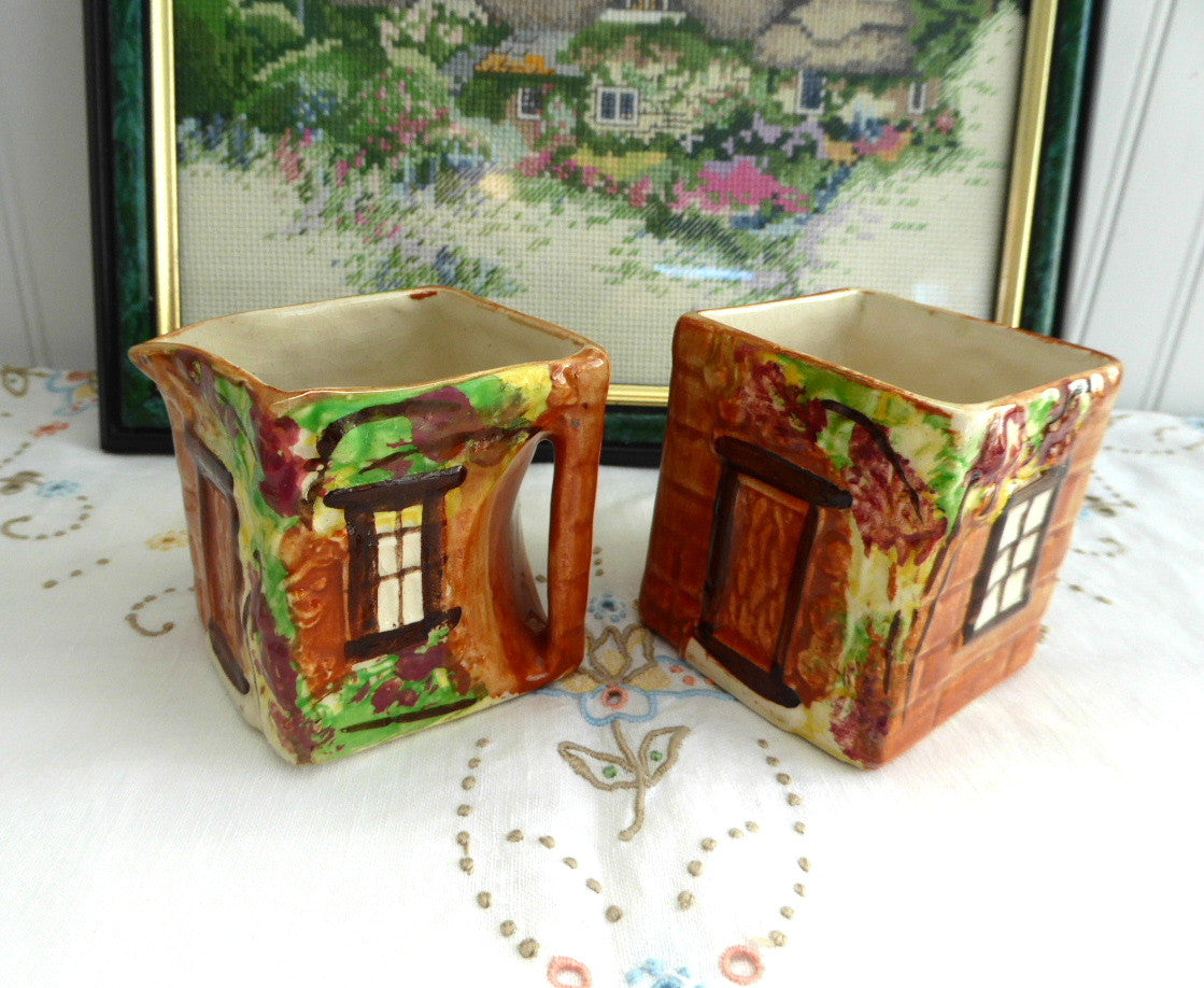 Vintage 1950s Cottage Ware Cream and Sugar Set by Price Brothers - Retro Tea Party Serving Set for Coffee, Tea & Dessert Display - Perfect for Vintage Tea Parties, Bridal Showers & Cottagecore Decor