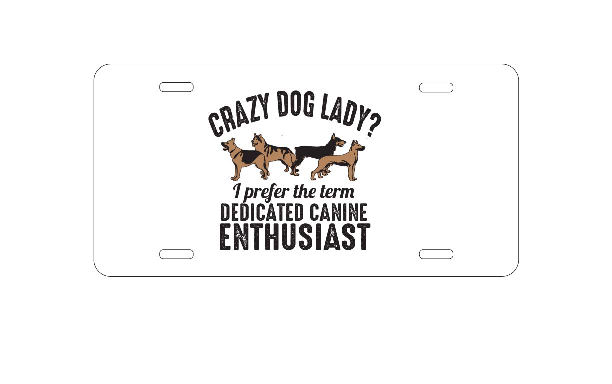 Custom Aluminum Vanity License Plate for Car Front - Crazy Dog Lady & Canine Enthusiast Design | Personalized Car Accessory for Dog Lovers | Perfect for Pet Owners, Gifts & Vehicle Decoration
