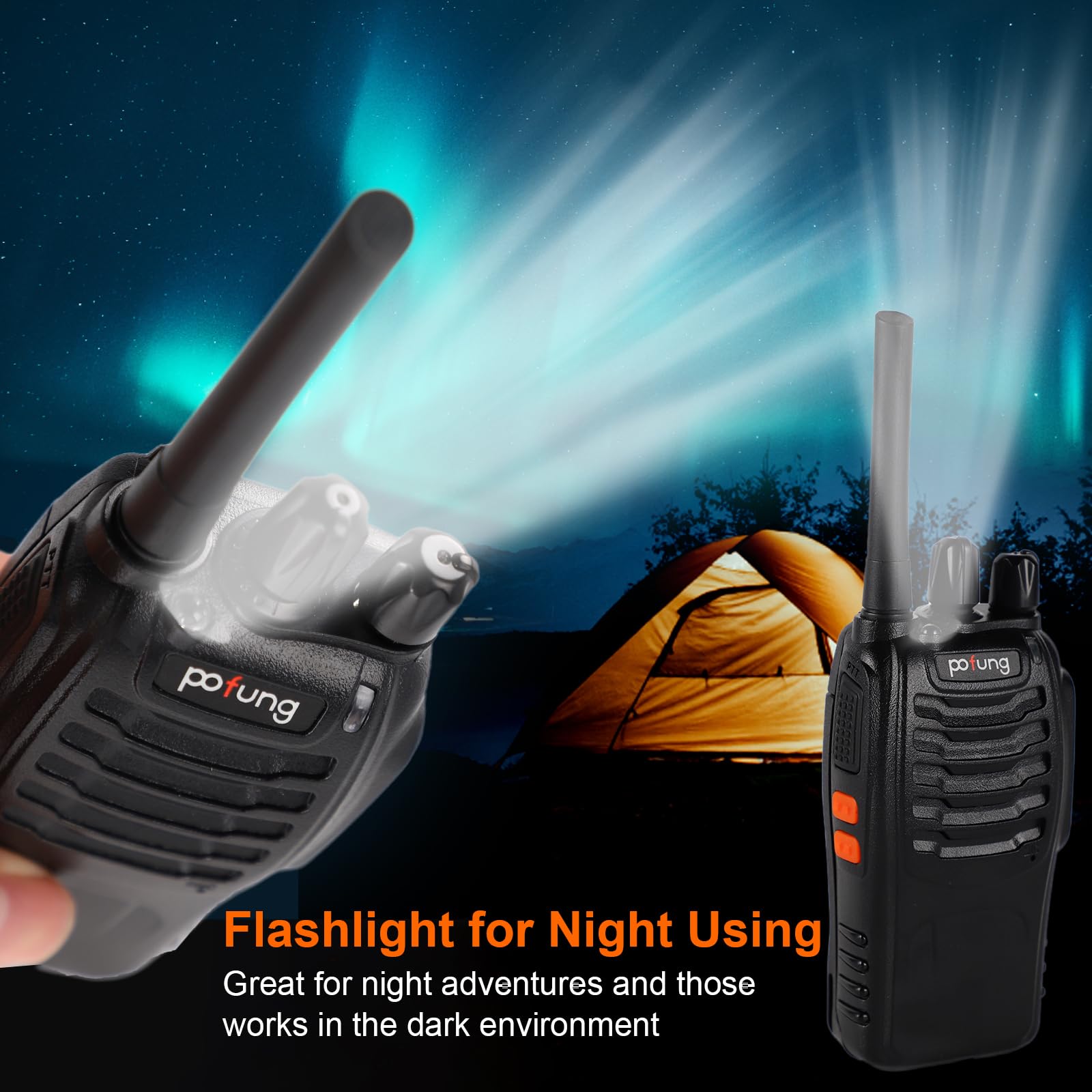 Professional PMR446 Baofeng Walkie Talkie - 16 Channel Long Range Two-Way Radio with 1500mAh Rechargeable Battery, LED Flashlight & Headset (2 Pack) - Ideal for Outdoor Adventures, Construction Sites & Emergency Communication
