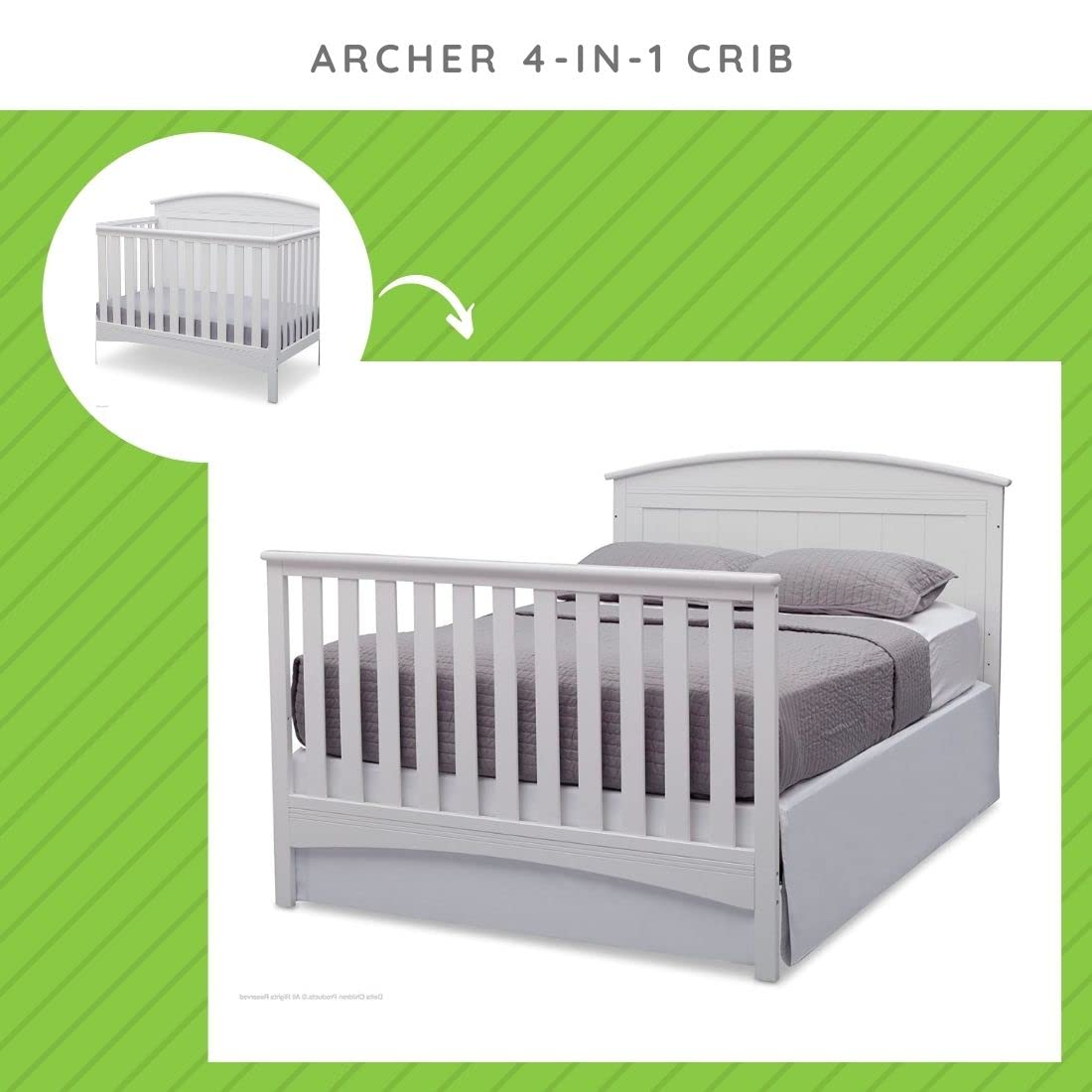 Delta Children Full-Size Conversion Kit Bed Rails #0050 - Solid Wood Toddler & Adult Bed Safety Rail for Convertible Cribs - White Nursery Furniture for Baby & Kids Bedroom (Fits Full-Size Beds, Perfect for Daytime Naps & Overnight Safety)