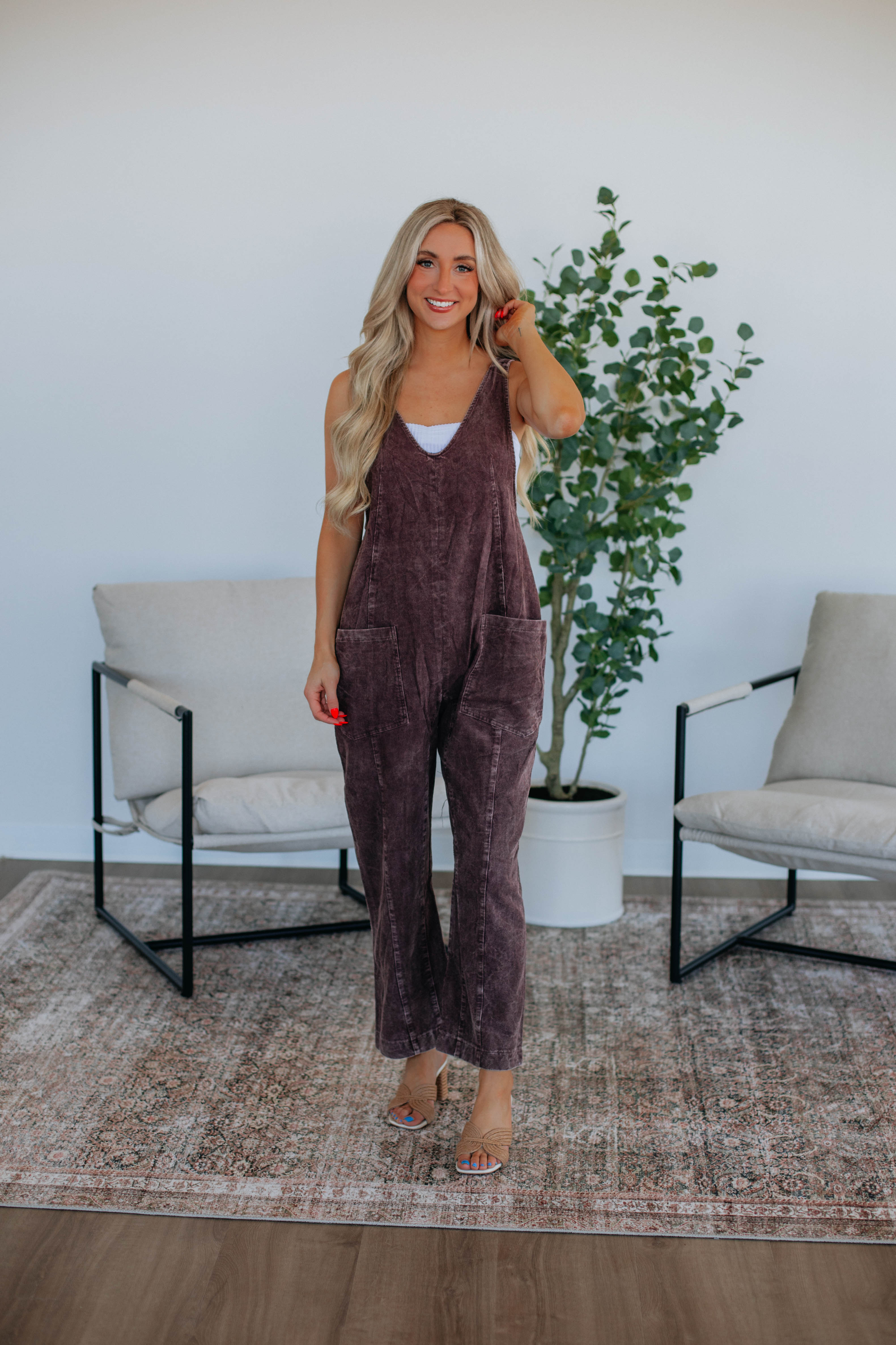 Coleman Corduroy Overalls for Women - Comfortable Stretch Denim Overalls with Adjustable Straps - Perfect for Casual Wear, Work & Outdoor Activities (Plum)