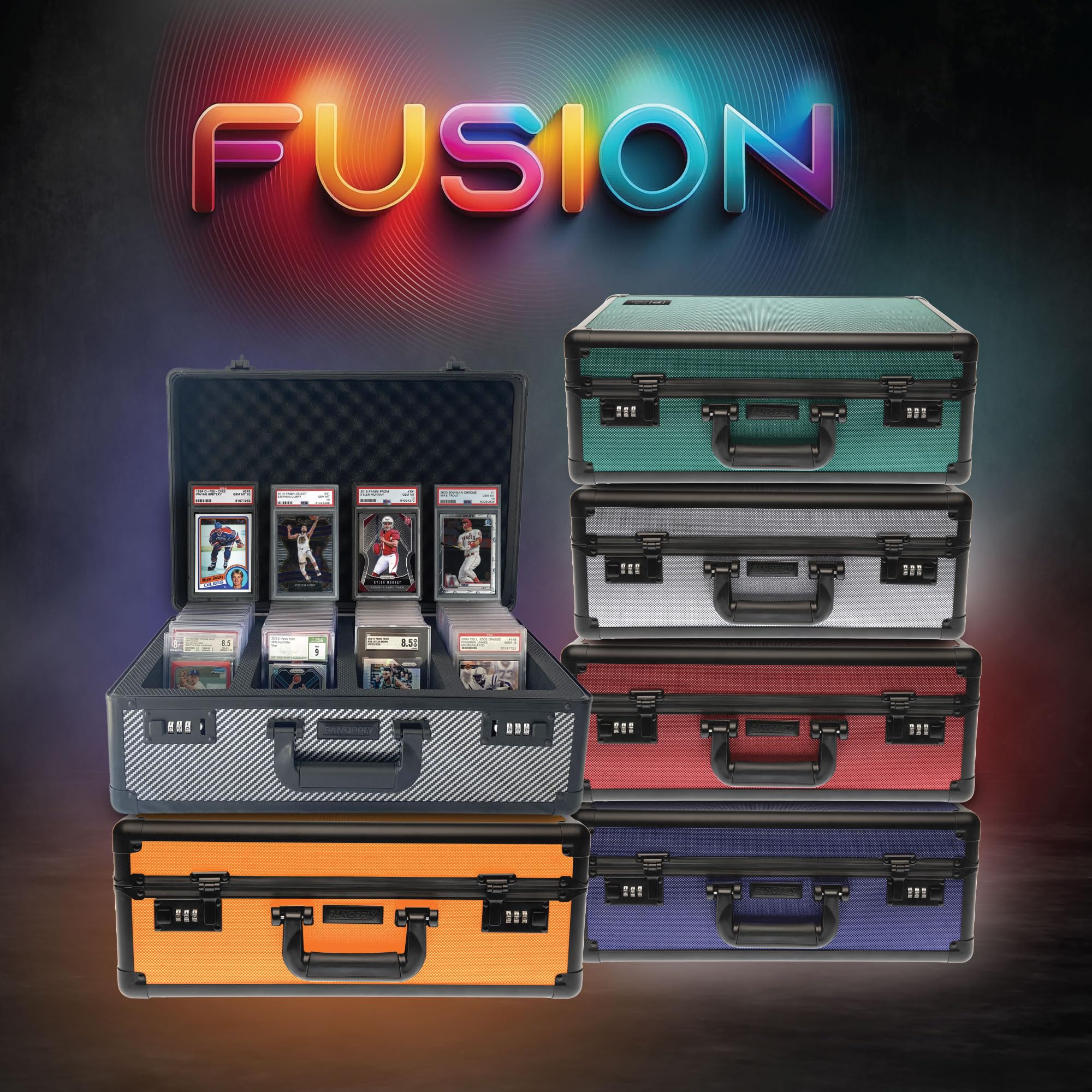 Premium Carbon Fiber PSA Graded Card Storage Box - 160+ Capacity 4-Row Design for Baseball & Sports Cards Protection | Ideal for Collectors, Display Cases & Secure Trading Card Organization