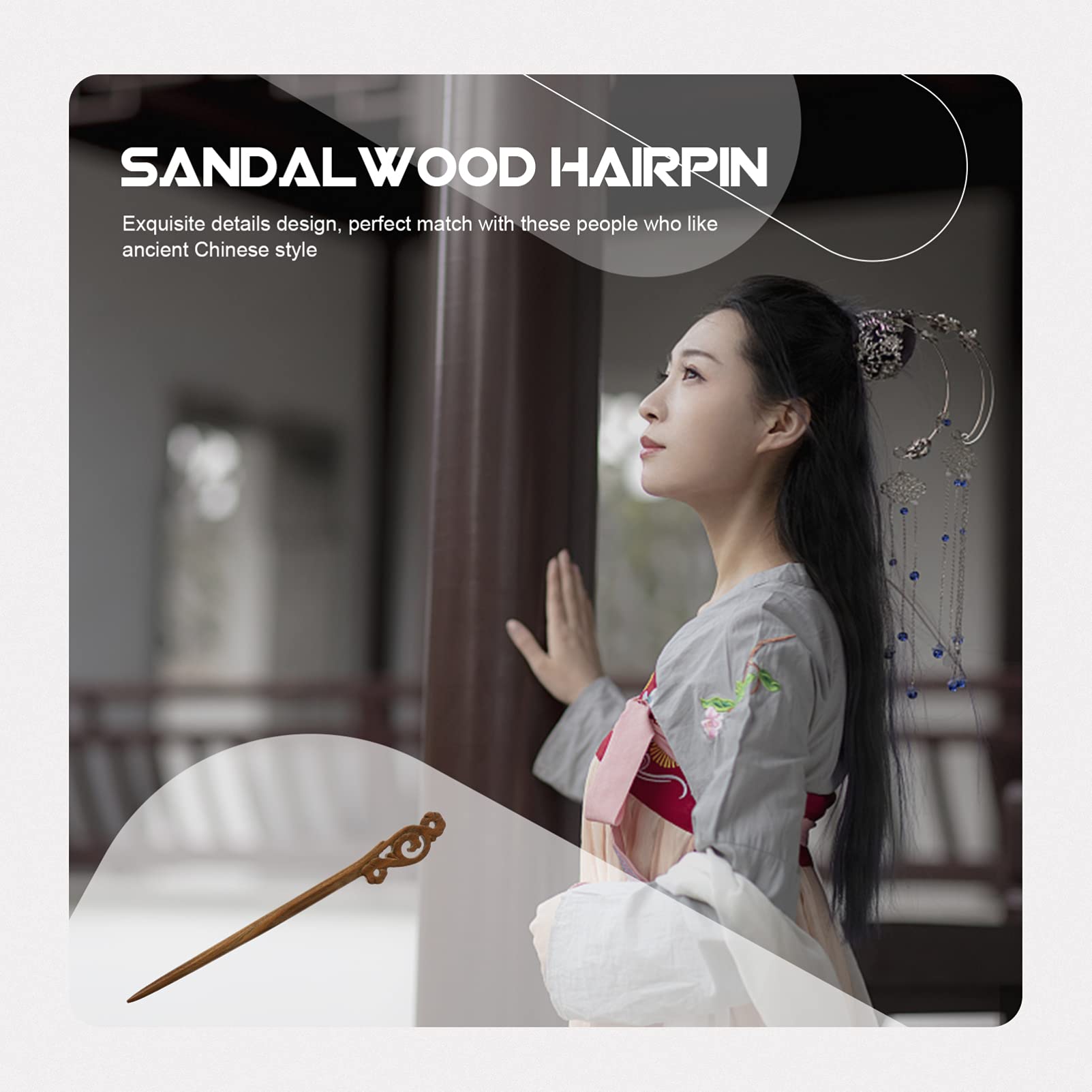 Healifty Sandalwood Hair Sticks - Japanese & Chinese Style Hair Chopsticks for Women, Wooden Hairpin Headdress Accessories (Dark Red) - Perfect for Bun, Updo & Traditional Hairstyles