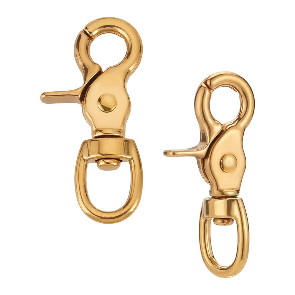 PH PandaHall Heavy Duty Brass Trigger Snap Hooks 2 Pack - 2.8 Inch Swivel Round Lobster Claw Clips for Pet Leashes, Purse Straps, Belting & Leathercraft - Durable Pet Buckle & Swivel Eye Hooks for Dogs, Cats, Bags & DIY Projects
