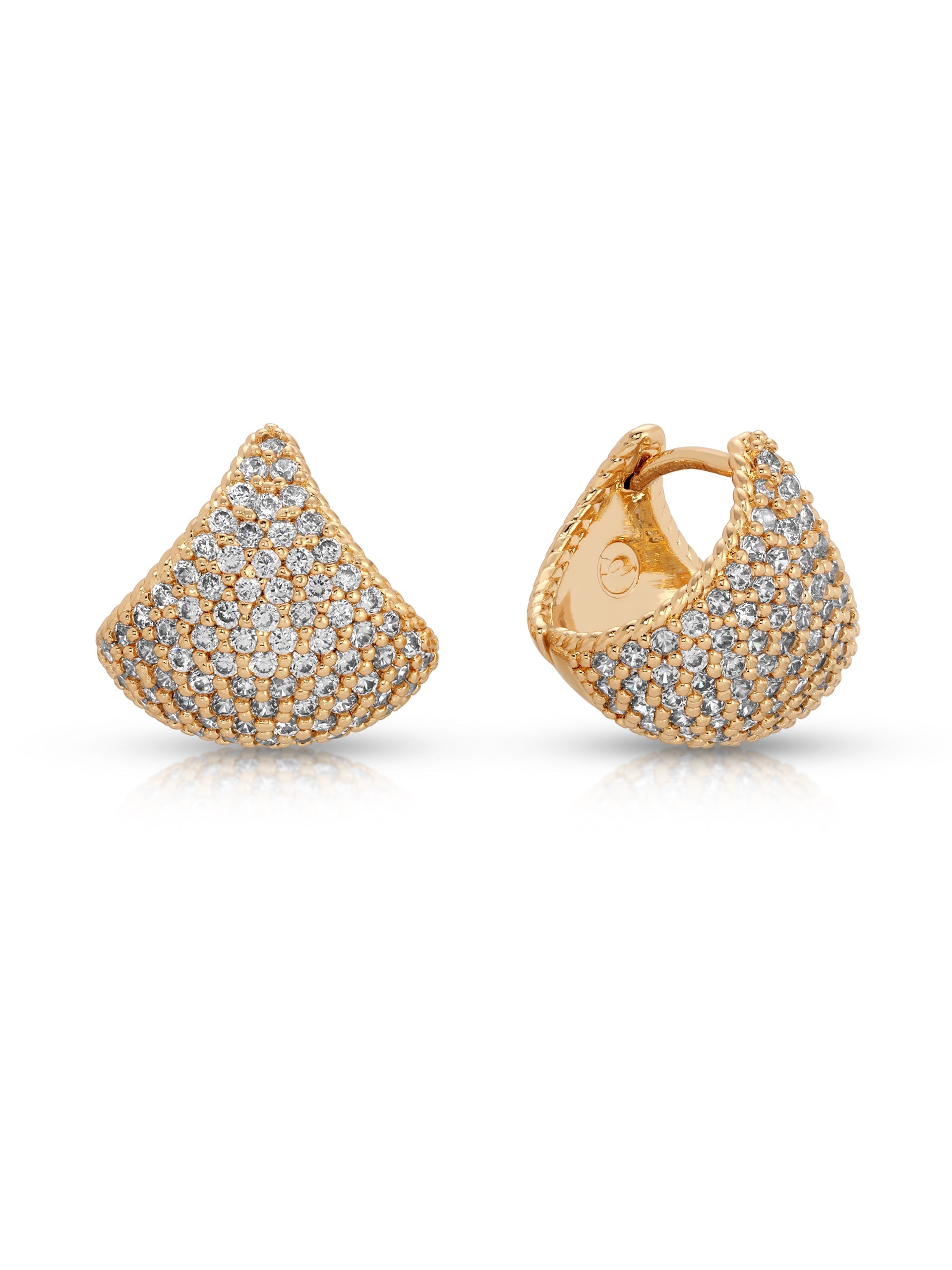 Pavé Encrusted Huggie Hoop Earrings for Women - 14K Gold Plated Cubic Zirconia Huggie Hoops - Perfect for Everyday Wear, Parties & Special Occasions