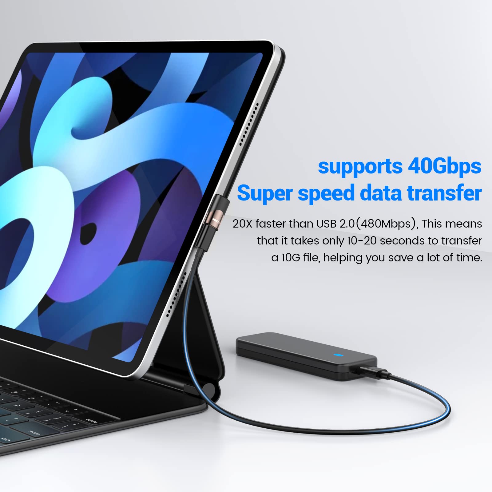 5-Pack MOGOOD Right Angle USB C Extender Adapter - 90 Degree USB Type C Thunderbolt 3/4 Extension for Steam Deck, MacBook Pro, iPad Pro, Tablets, Phones & Nintendo Switch - Perfect for Gaming, Charging & Data Transfer in Tight Spaces