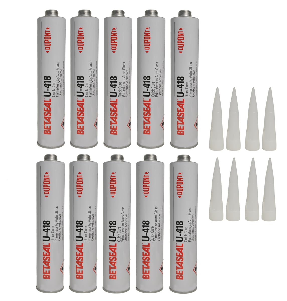 Dow Auto Glass Urethane Adhesive - Primerless Windshield Glue (10 Tubes) U-418 Case - Perfect for Car Windshield Repair & Replacement, DIY Auto Glass Installation