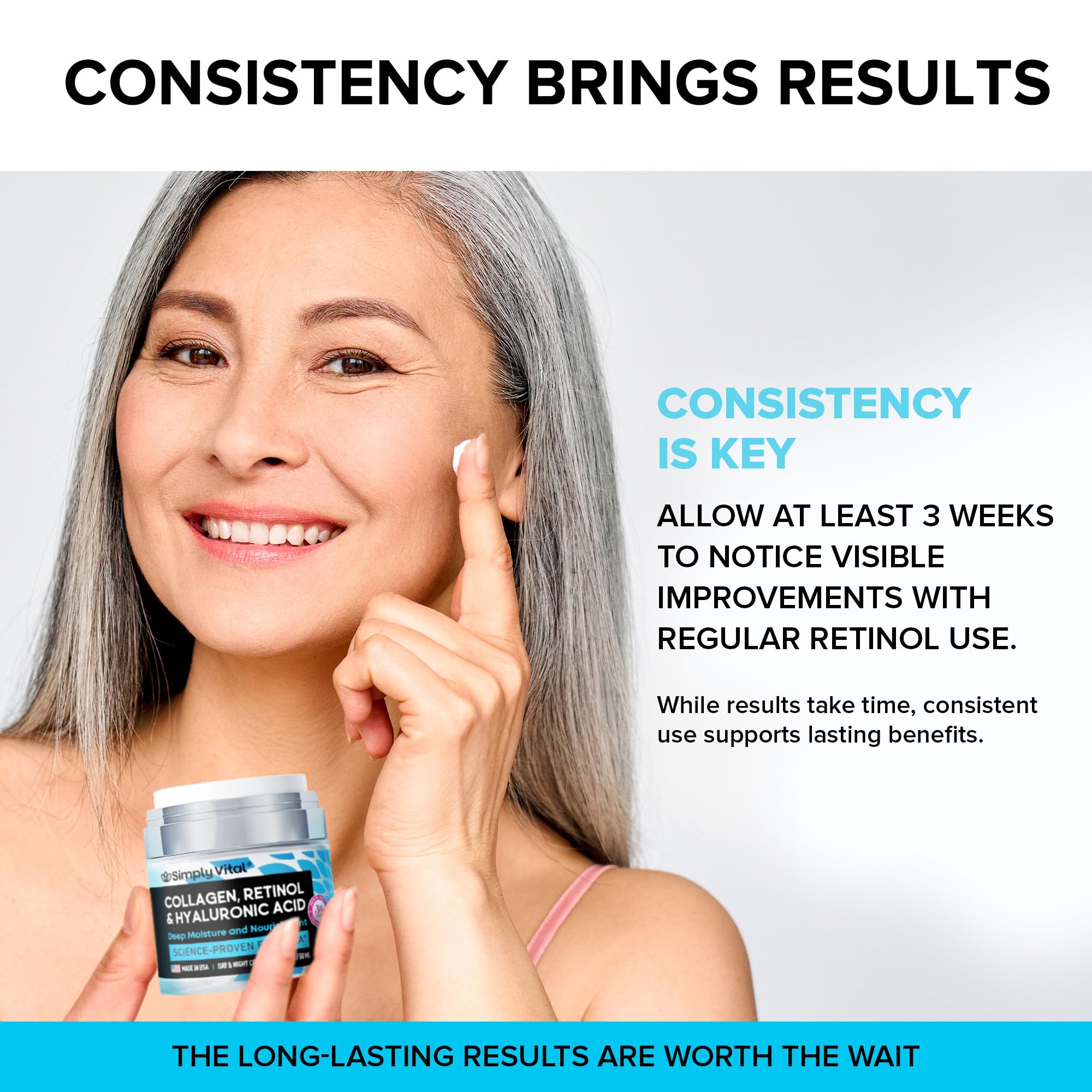 SimplyVital Collagen Face Moisturizer with Retinol & Hyaluronic Acid - Anti-Aging Cream for Face, Neck & Décolleté - Made in USA, Daily Hydrating Moisturizer (2-Pack) - Perfect for Nighttime Skincare Routine & Wrinkle Reduction