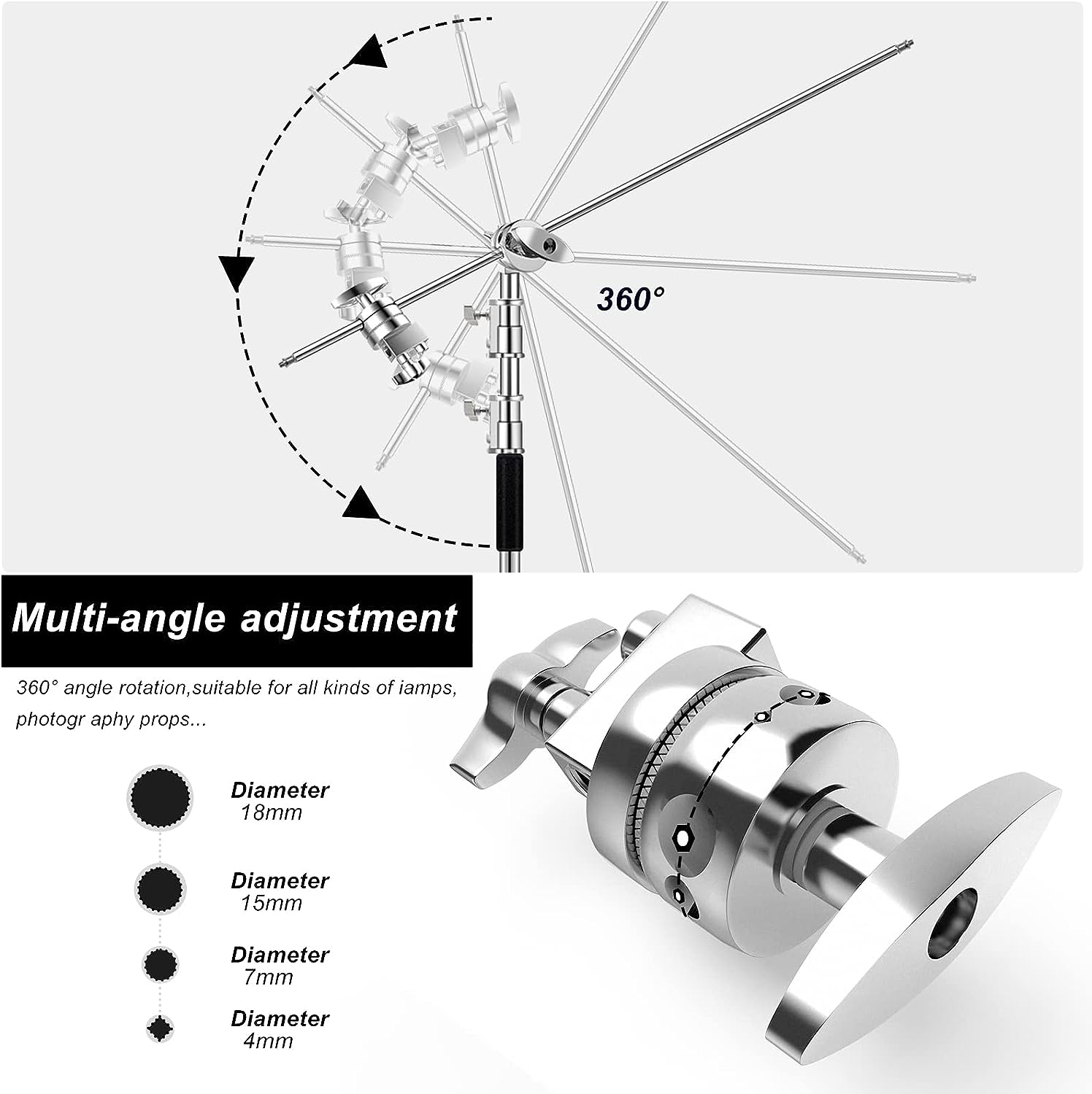 Professional C Stand with Boom Arm for Photography & Video - Heavy Duty Stainless Steel, Max Height 10.5ft/320cm, 4.2ft/128cm Holding Arm (CXJH01) - Perfect for Studio Lighting, YouTube Videos & Film Production