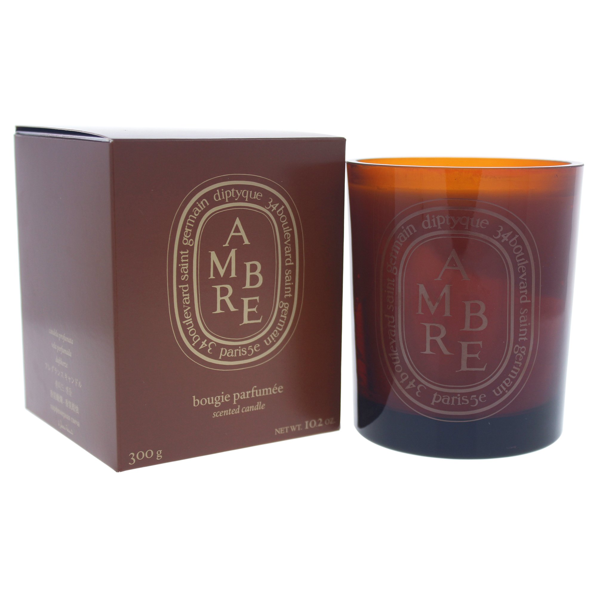 Diptyque Ambre Scented Candle 10.2 oz - Luxury Amber Fragrance Soy Wax Candle for Home, Spa & Romantic Ambiance - Gift Boxed (187856)