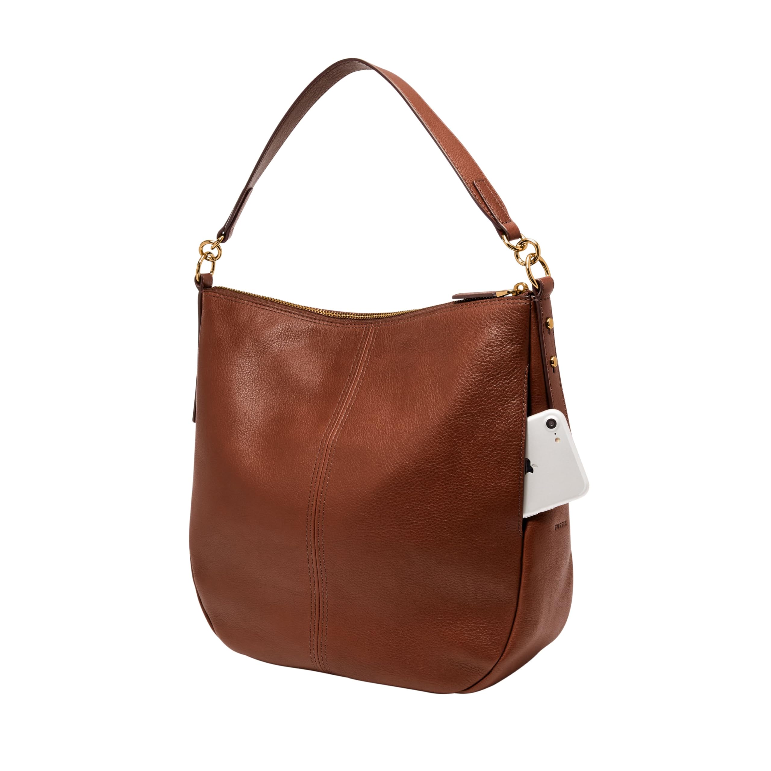 Fossil Women's Jolie Leather Hobo Purse Handbag - Brown Crossbody Bag for Everyday Use | Model ZB1434200 | Perfect for Work, Travel & Casual Outings