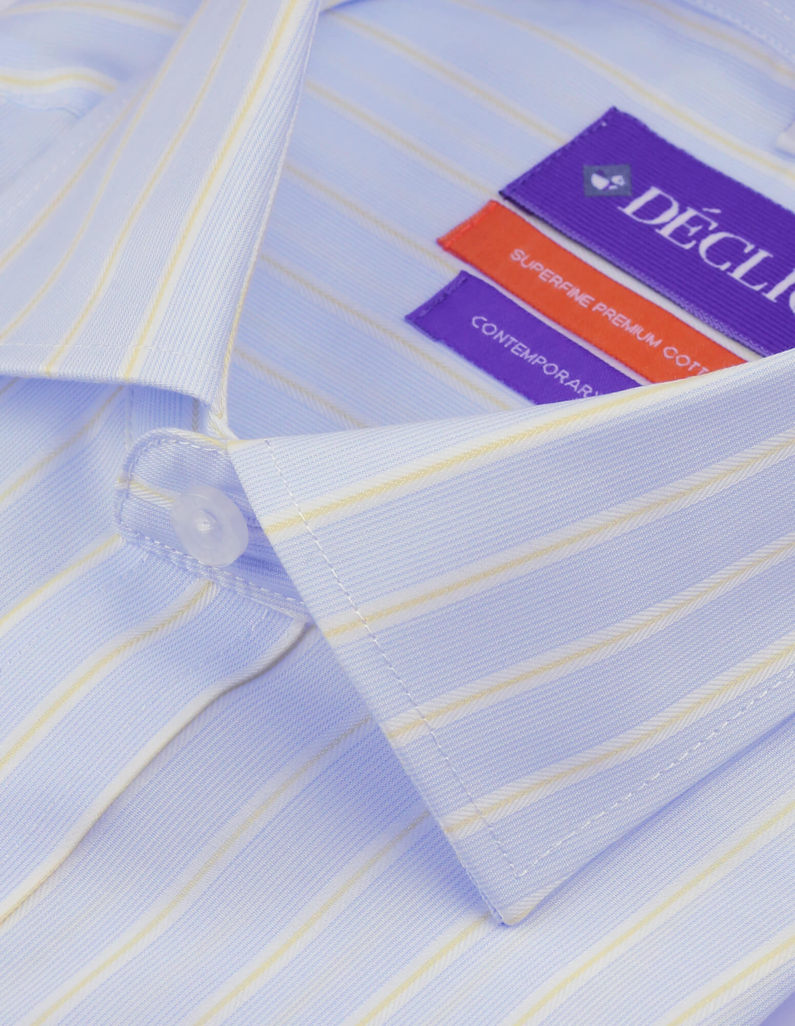 DÉCLIC Rikard Men's Striped Casual Shirt - Yellow | Stylish Button Down Shirt for Office, Date Night & Summer Outfits