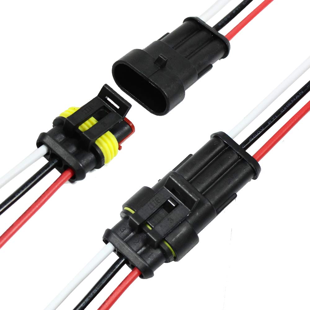 3 Pin Waterproof Electrical Connector 16 AWG - Male & Female Automotive Wire Connectors for Car, Truck, Boat - 5 Pack - Secure Wiring for Harsh Weather & Marine Environments
